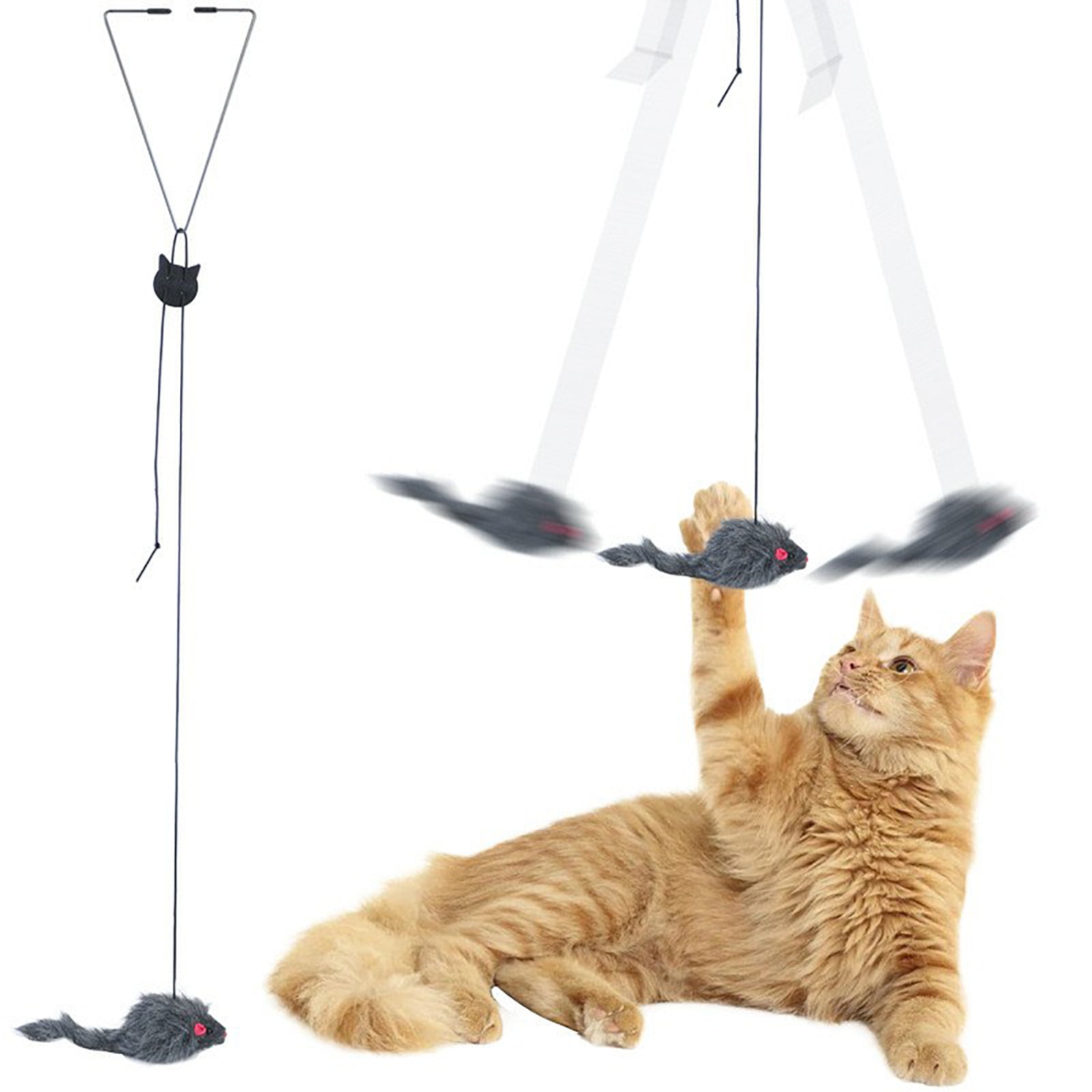 Darzheoy Self Play Hanging Door Cat Mouse Toys for Indoor Cats Kitten, Interactive Cat Mice Toys for Hunting Exercising Eliminating Boredom, for All Breeds