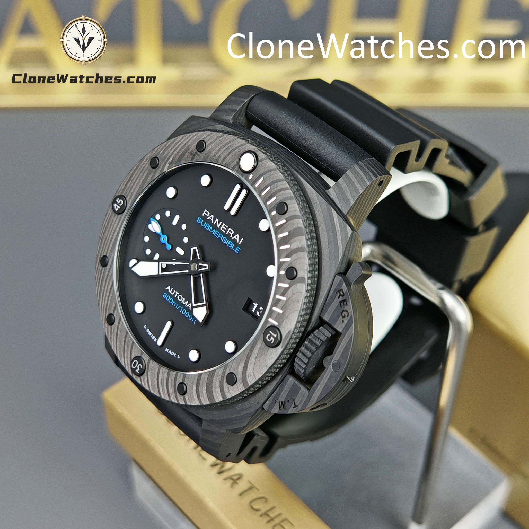 Panerai Super Clone Watches 1:1 Submersible CarbotechTM PAM02231 Black Dial