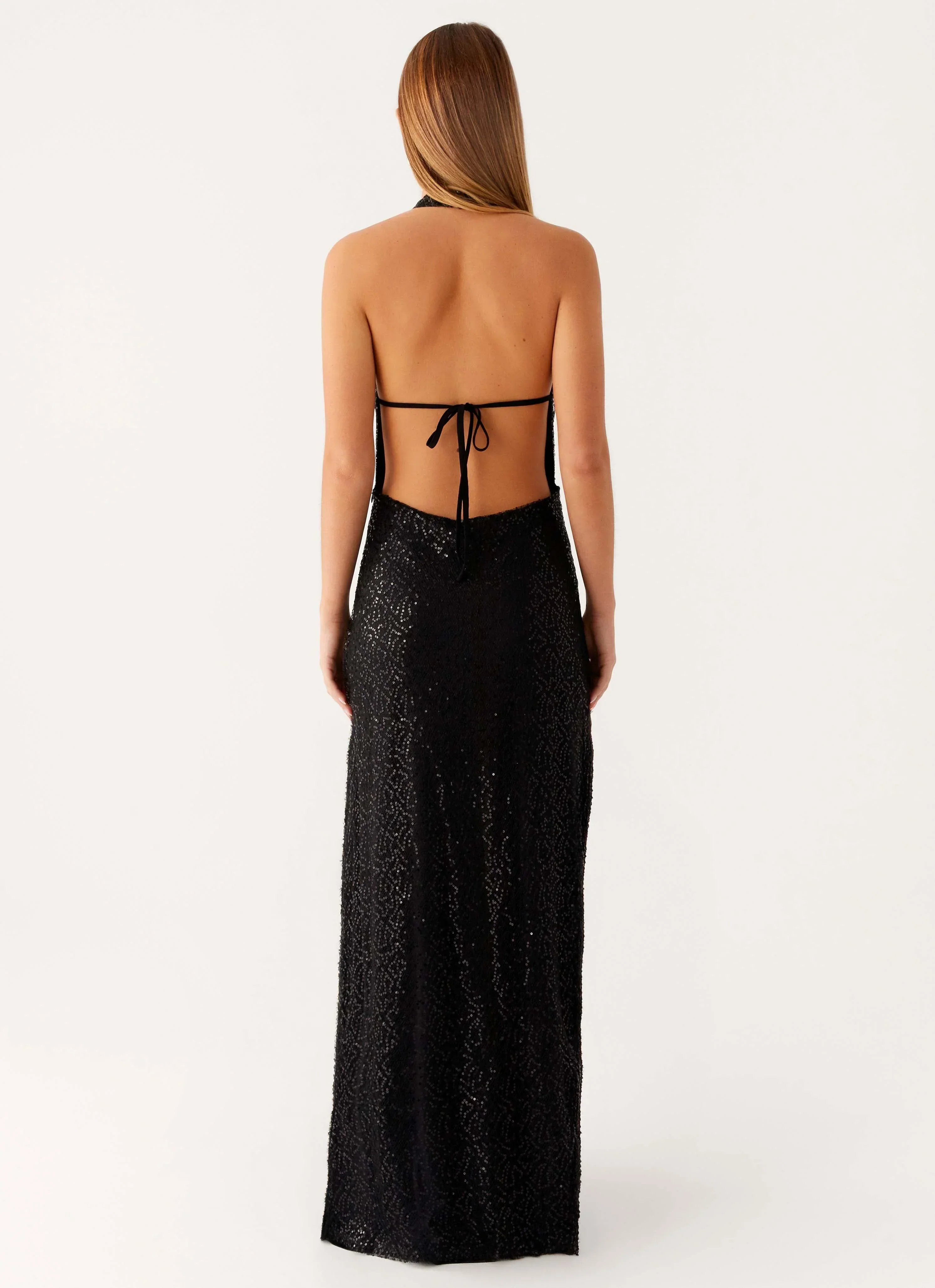 Empire Sequin Maxi Dress - Black