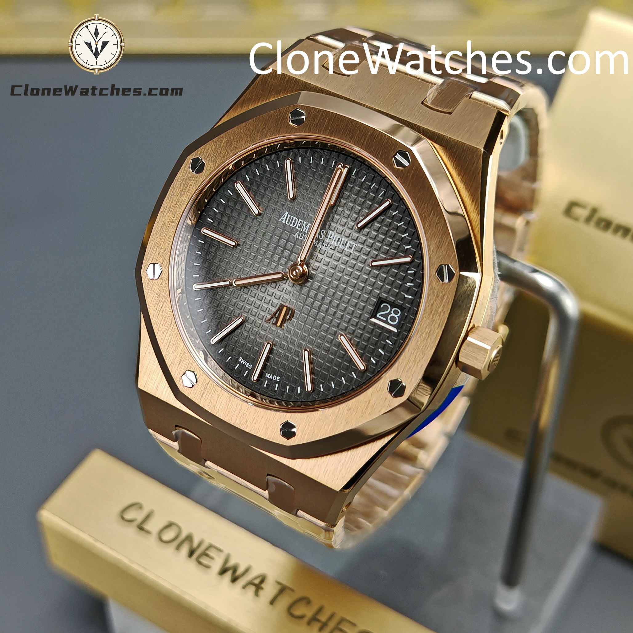 Audemars Piguet Super Clone Watches 1:1 Royal Oak”Jumbo” Extra-Thin “50th Anniversary” 16202 Smoked Grey Dial 39MM