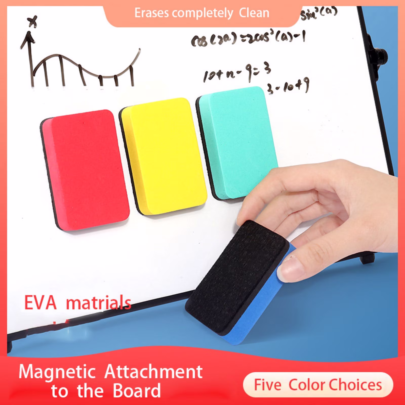 Dry Erase Eraser, Whiteboard Blackboards Erasers, Rectangle Dry Erase Board Erasers for Teaching Home Craft Storage Box Blue 1Pcs