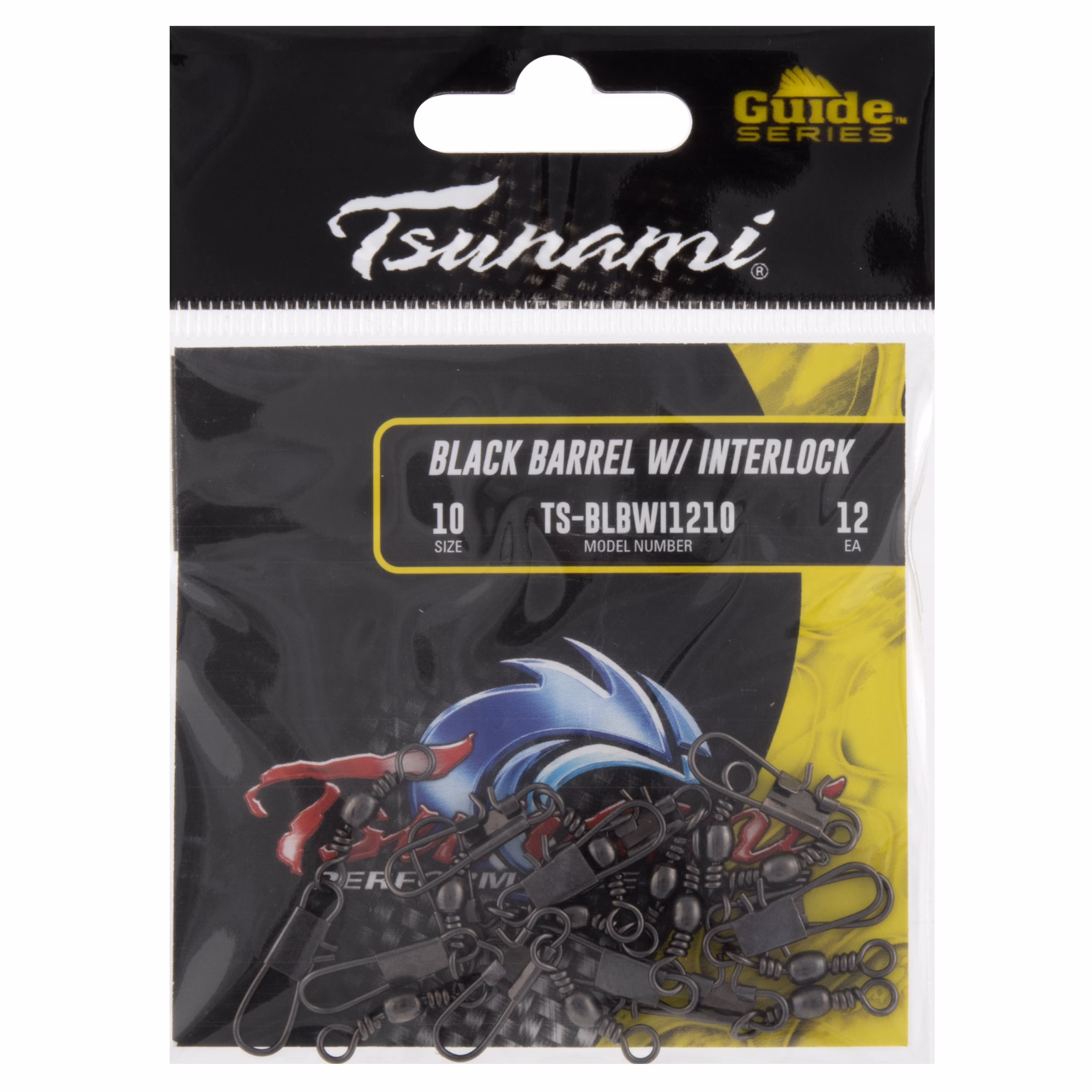 Tsunami Barrel Swivel with Interlock Snap Size 10 – Black, 12 Count