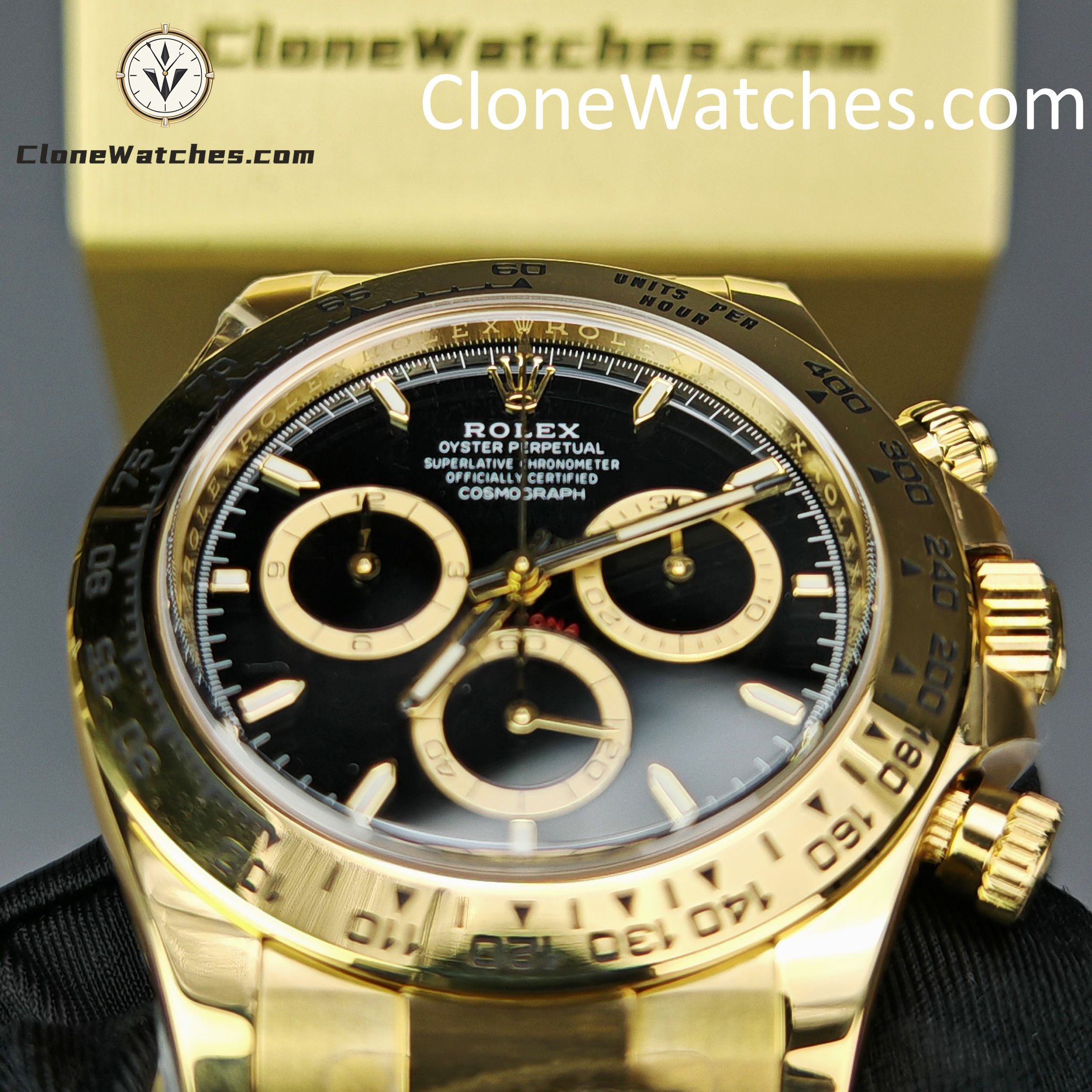 Rolex Super Clone Watches 1:1 Daytona 18K Gold Black Dial M126508-0004 4131 Movement