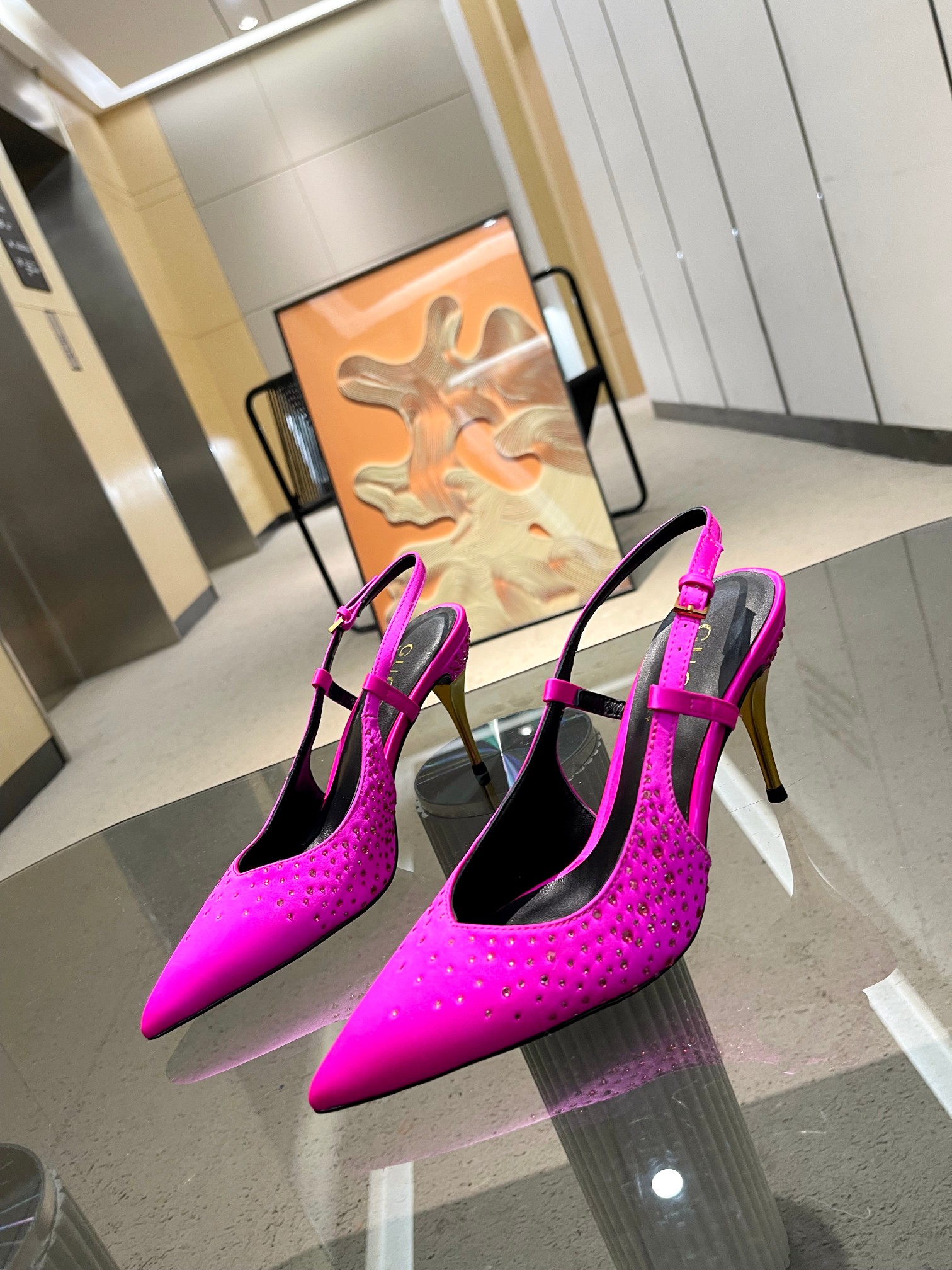 Gucci high heels/silk fabric/top quality