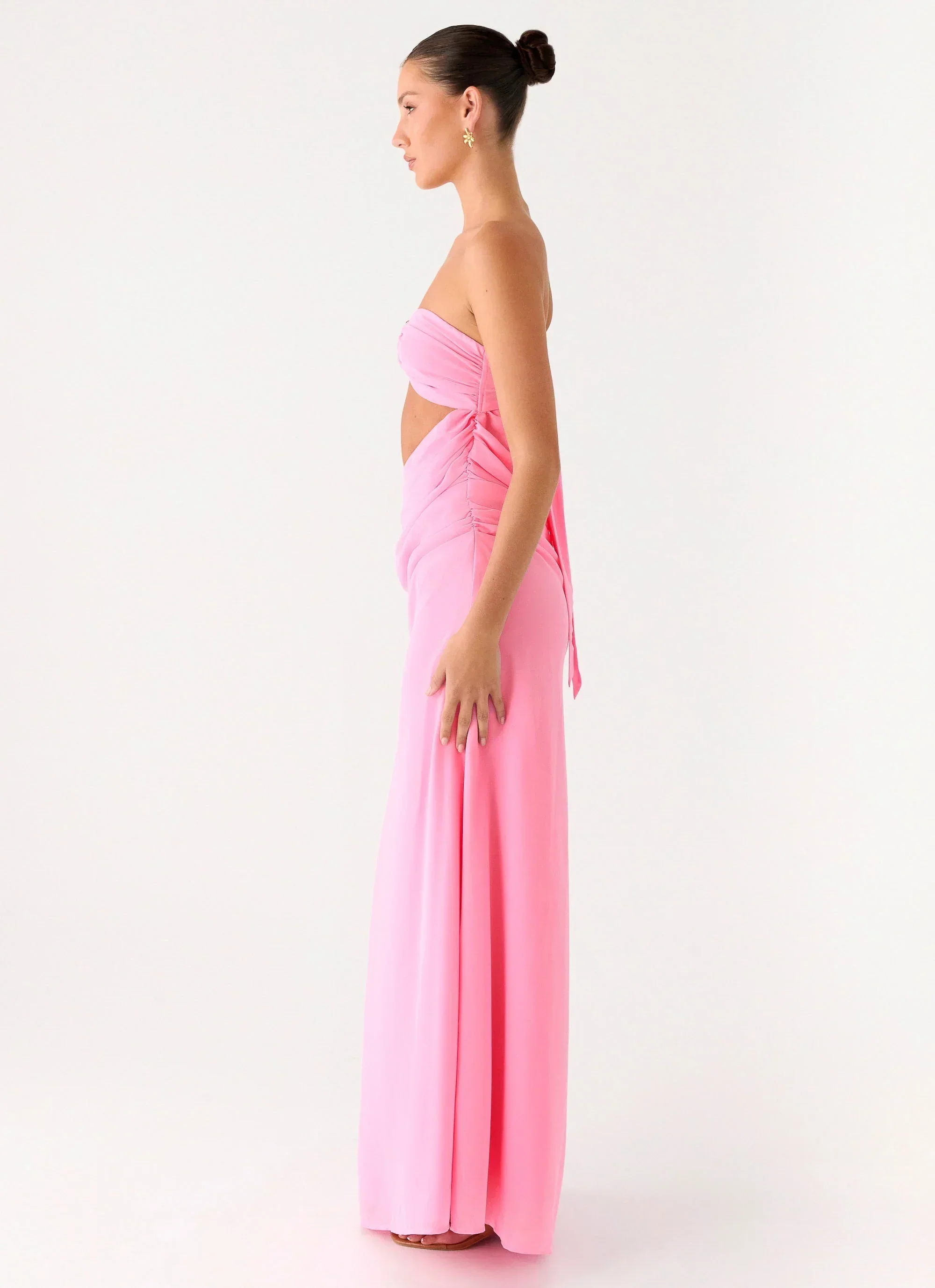 Falling Forever Strapless Beaded Maxi Dress - Pink