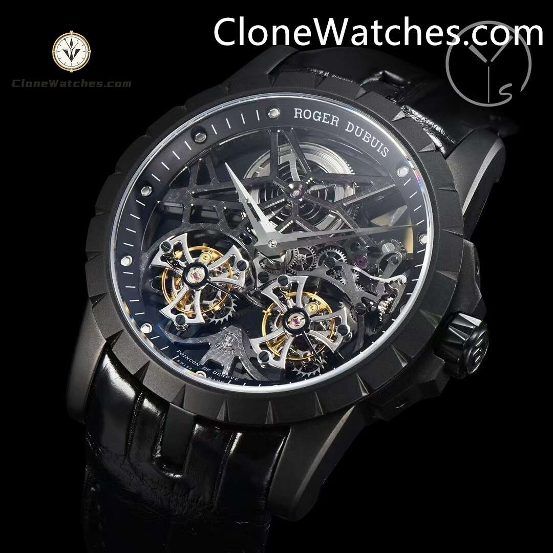 Roger Dubuis Super Clone Watches 1:1 Excalibur Skeleton Double Flying Tourbillon RDDBEX0471 45MM