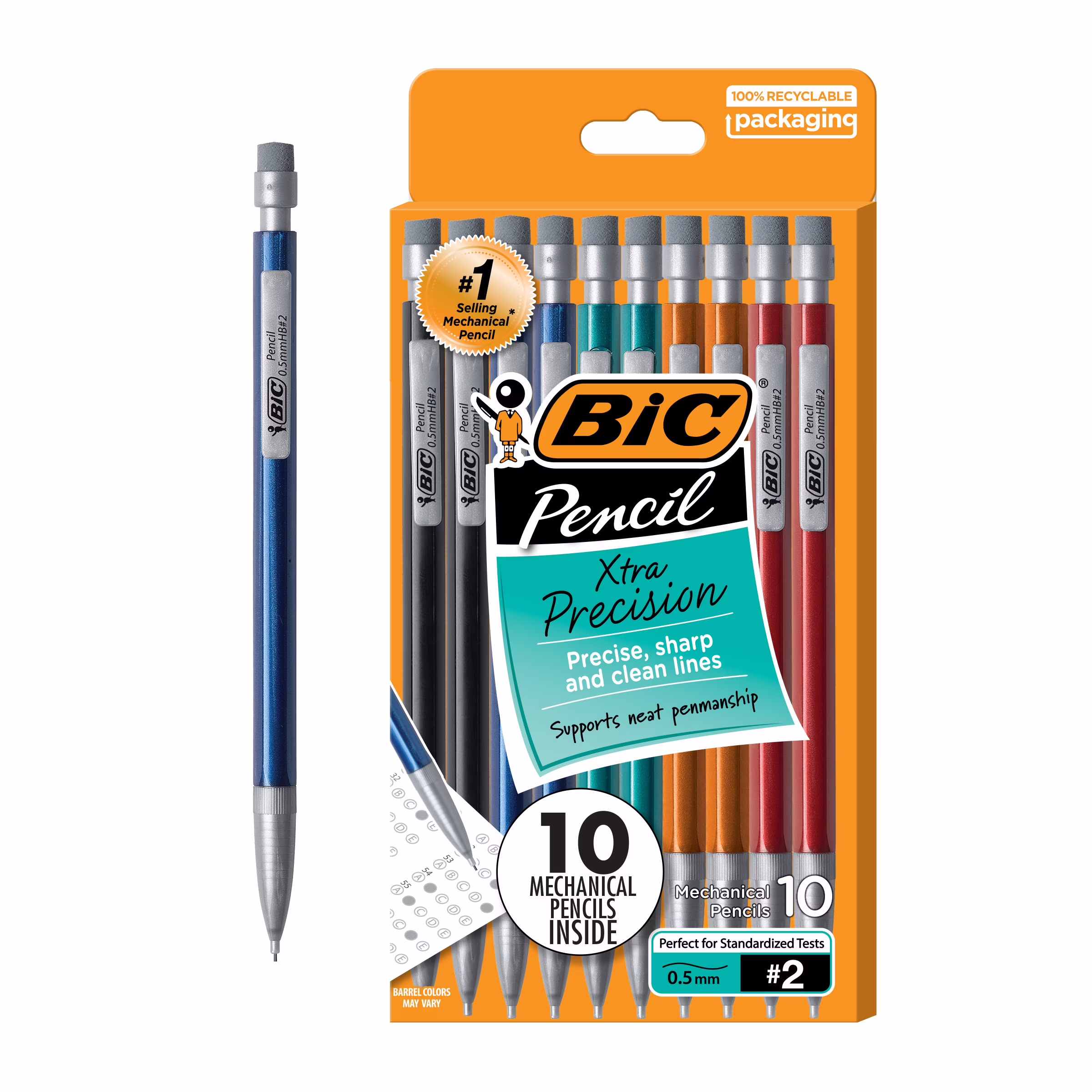 BIC Xtra-Precision Mechanical Pencil, Metallic Barrels, #2 Pencil, 24 Count