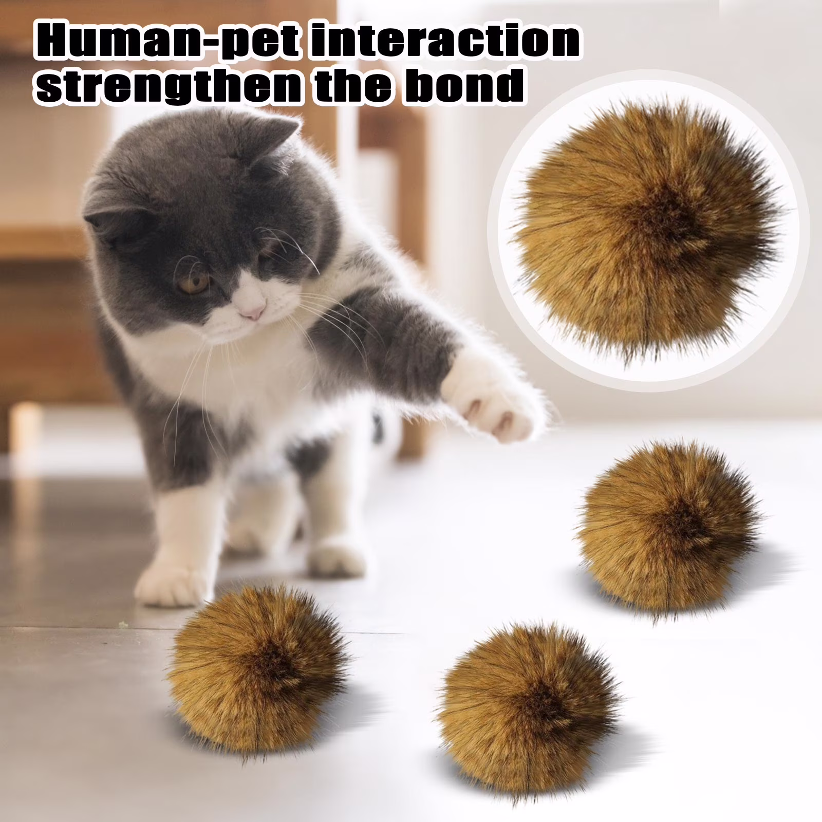 Soft Rabbit Fur Catnip Balls, Fluffy Faux Fur Cat Toys for Indoor Play, Washable & Fun to Chase for Exercise and Bonding (1pcs)