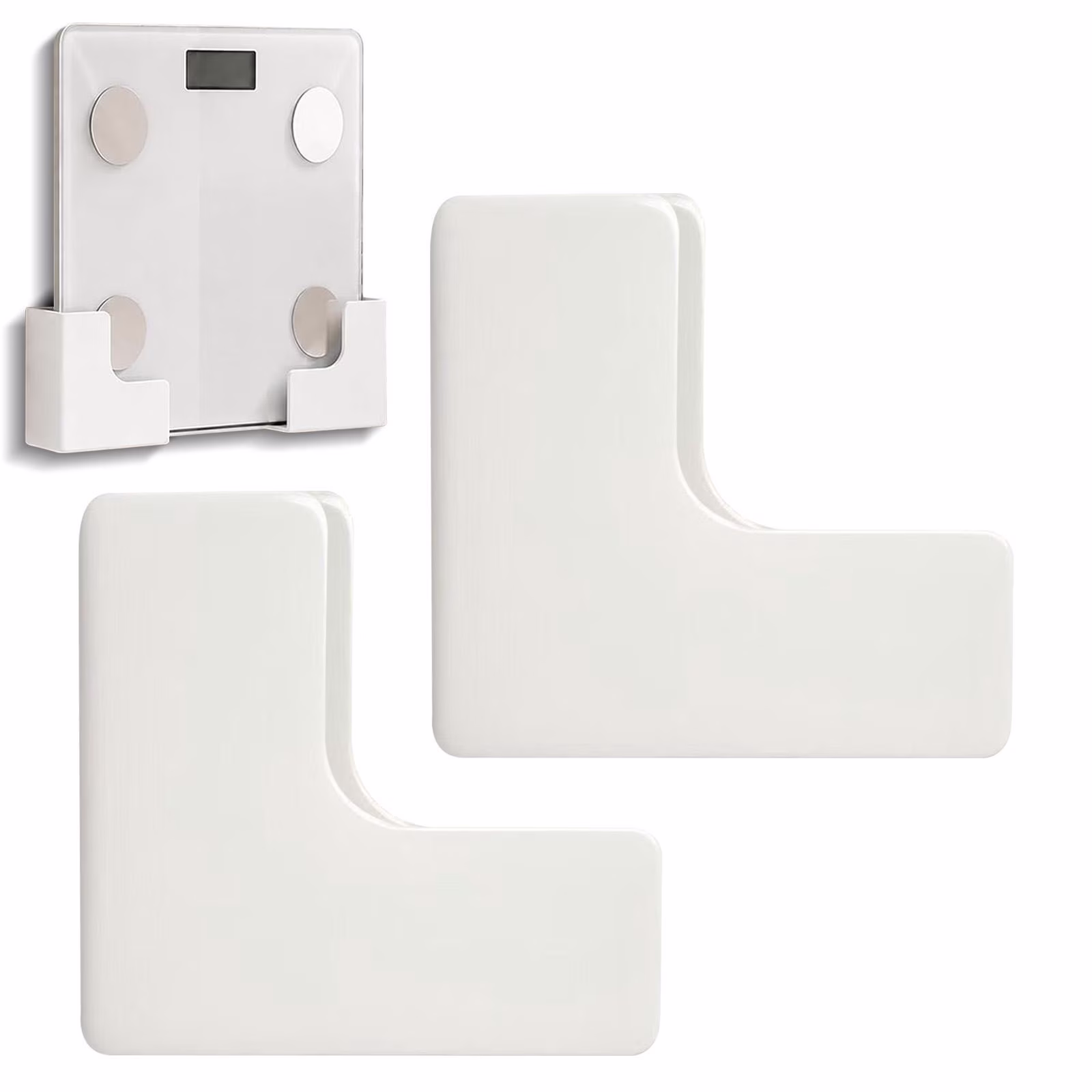 Wall-Mounted Bathroom Scale Holder – No-Drill Adjustable Bracket, 1 Set(White)