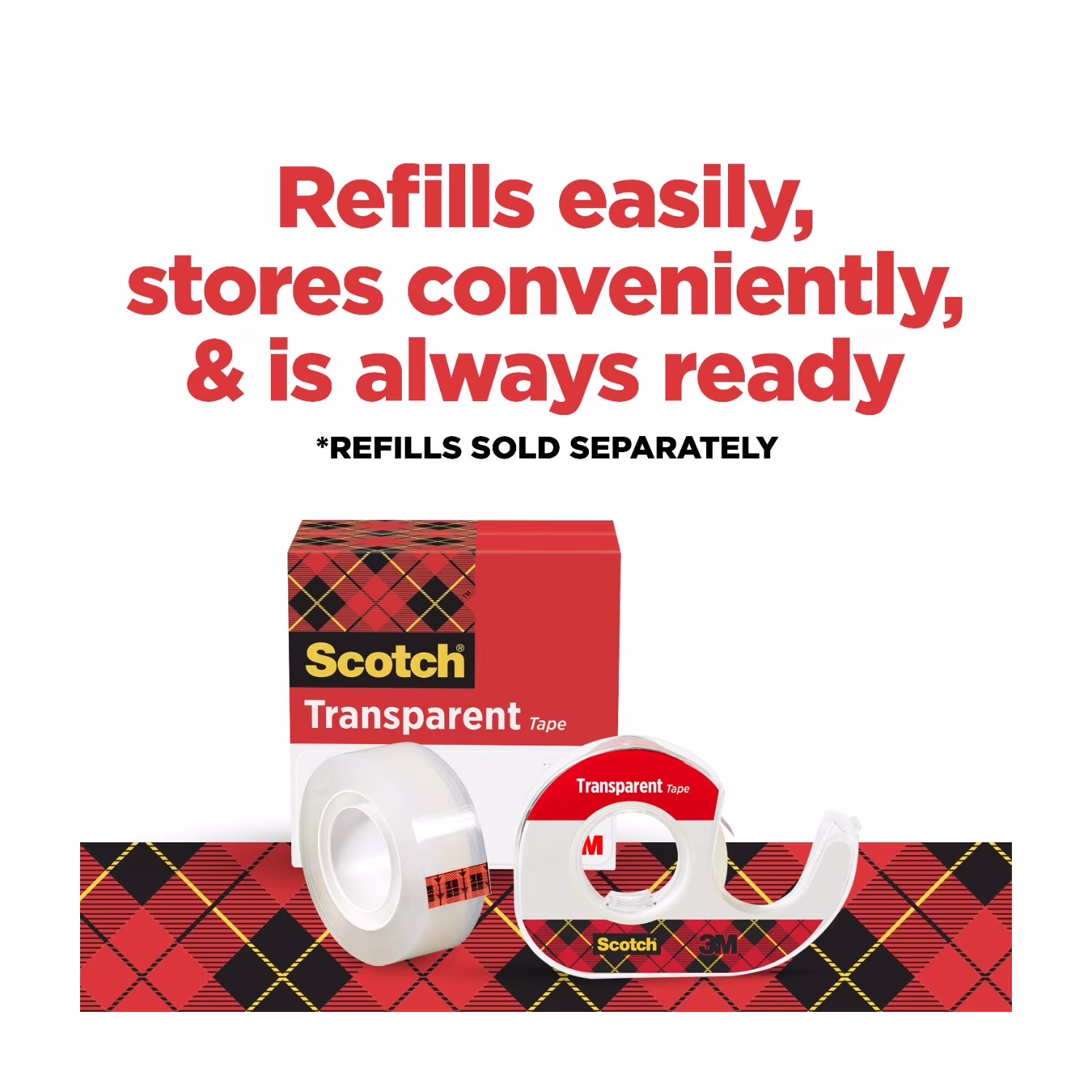 Scotch Transparent Tape Dispensers, Clear, 3/4 in x 250 in, 2 Tape Dispensers