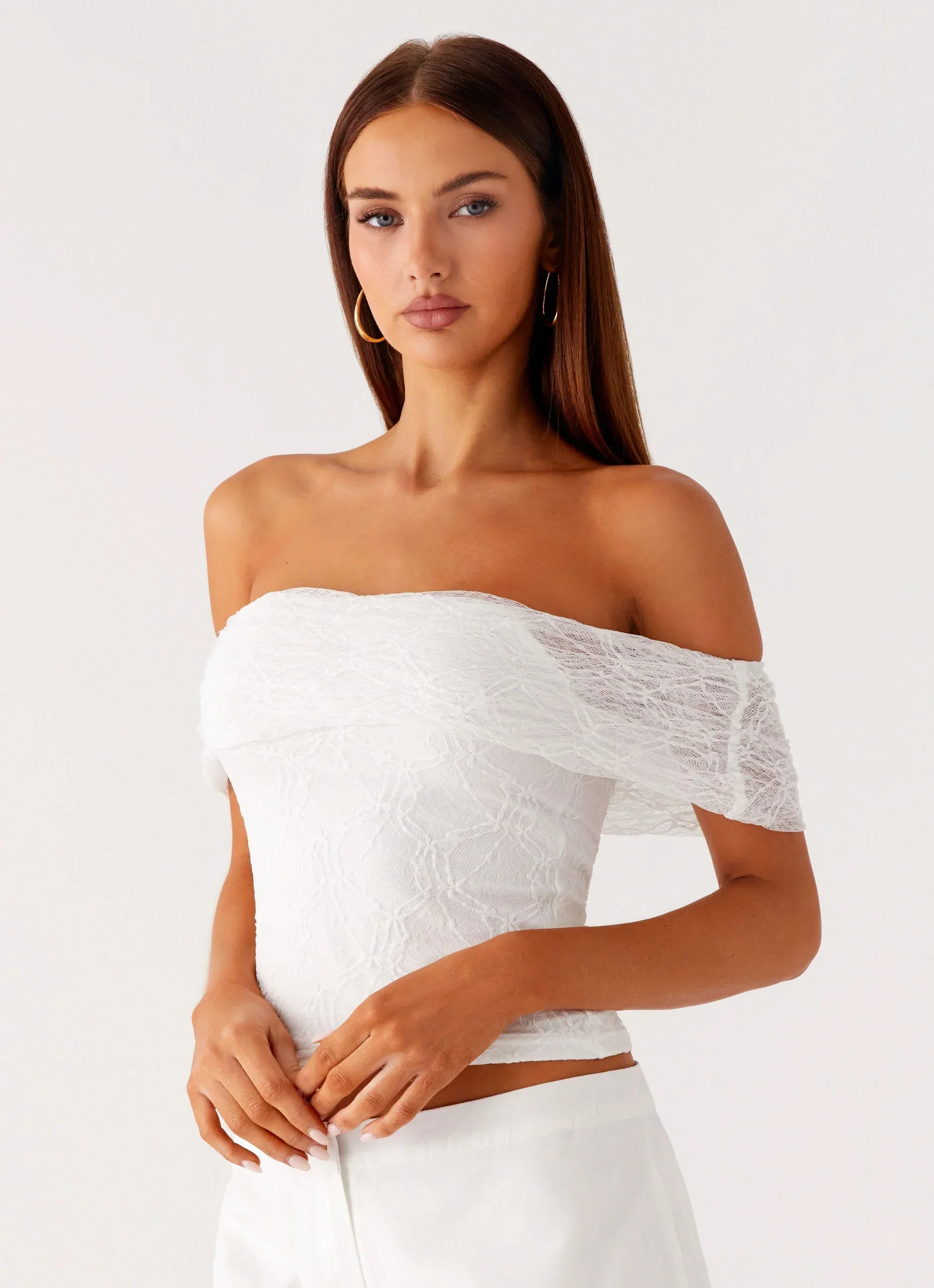 Tabby Off Shoulder Top - White