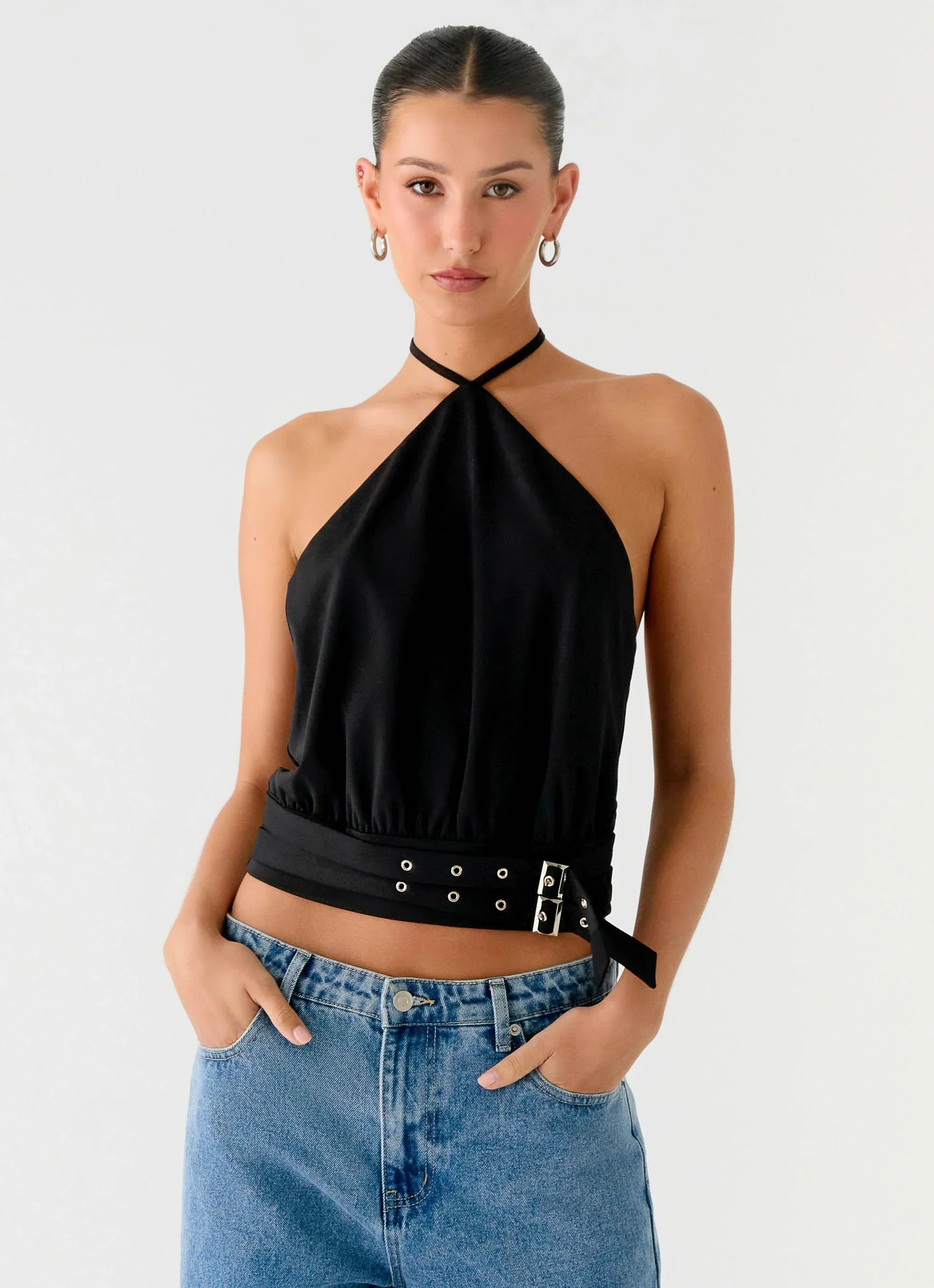 Mason Halter Neck Top - Black
