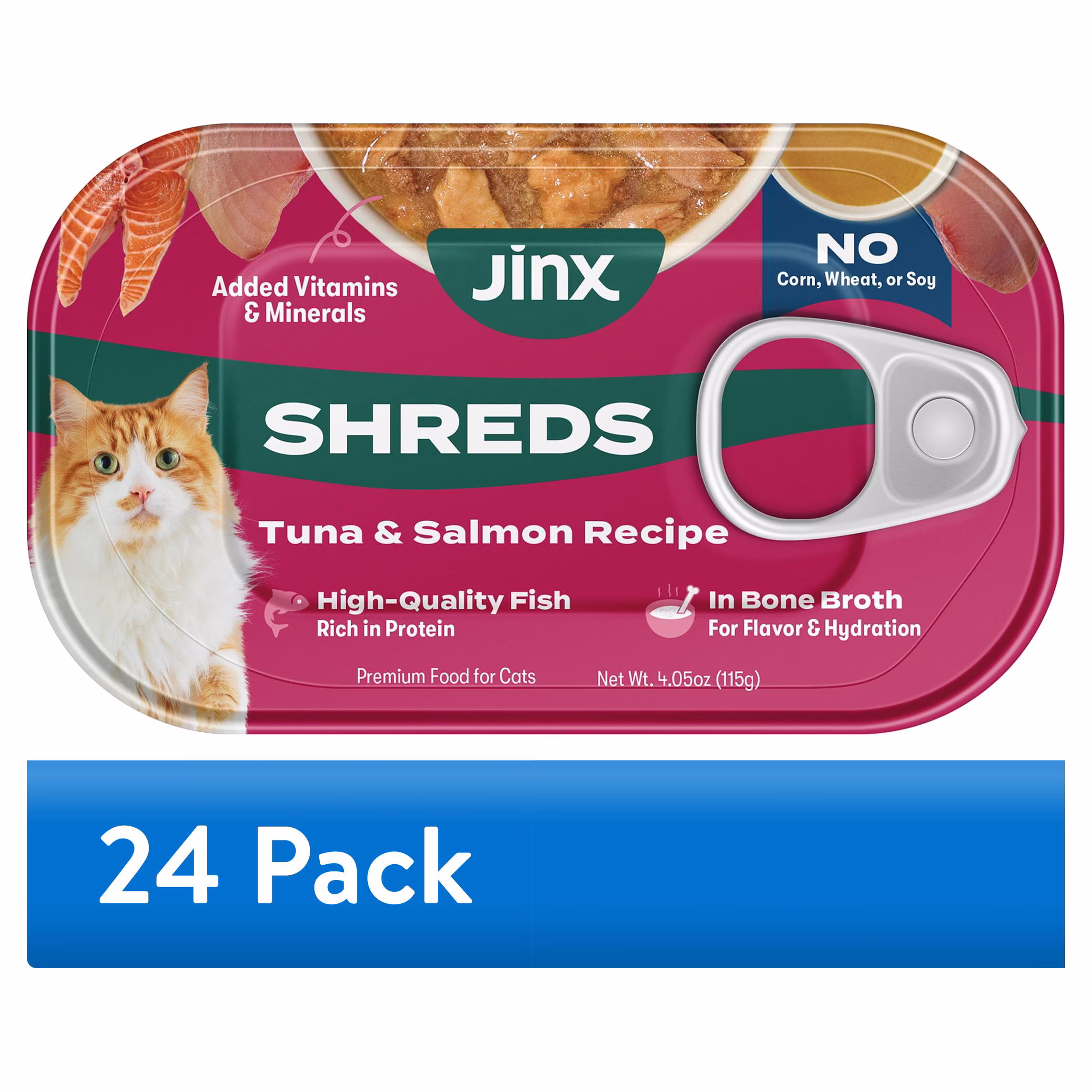 Jinx Tuna & Salmon Shreds Wet Cat Food, 4.05 oz Can