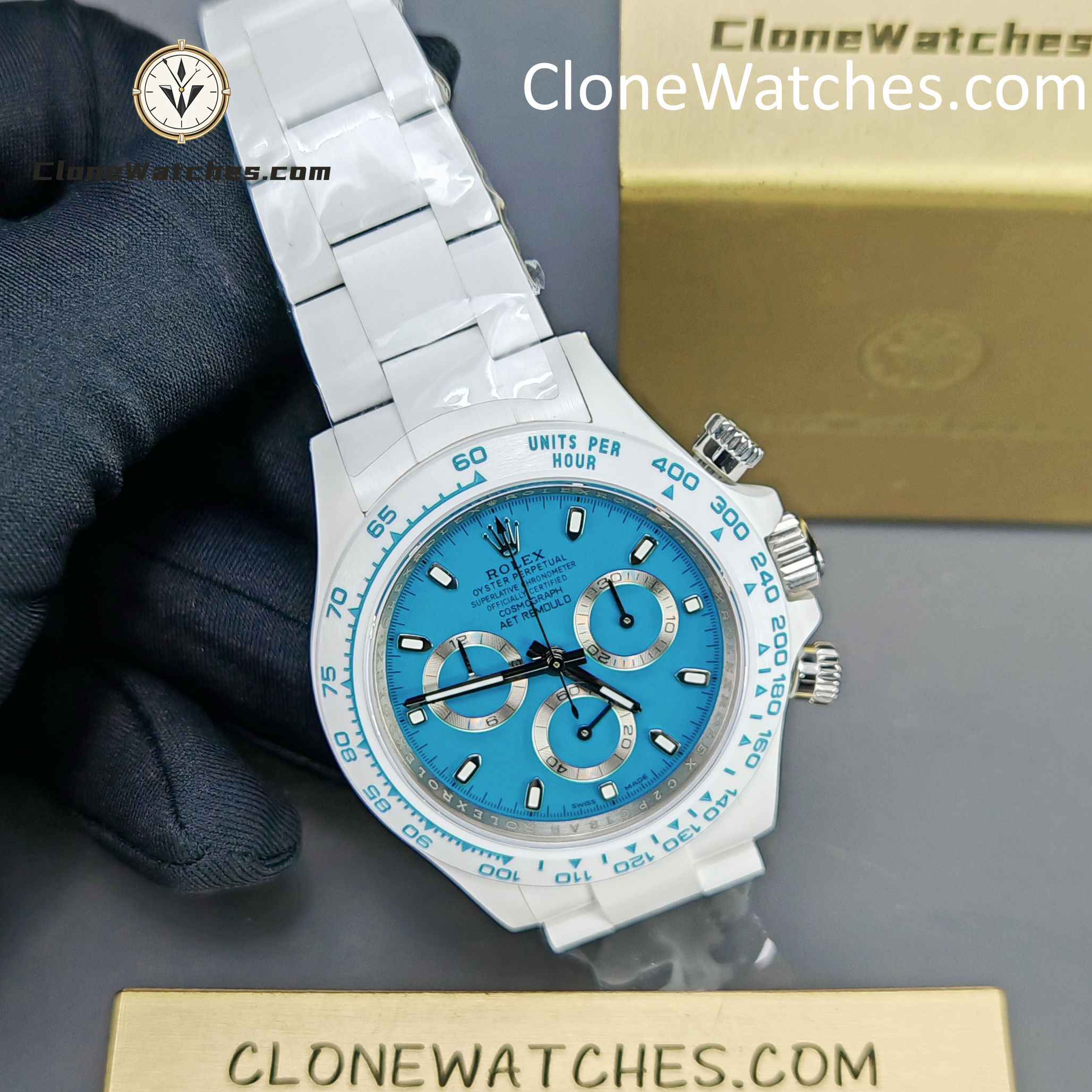Modified Super Clone Watches 1:1 AET Rolex Daytona Full Ceramic Abu Dhabi 4130 Movement