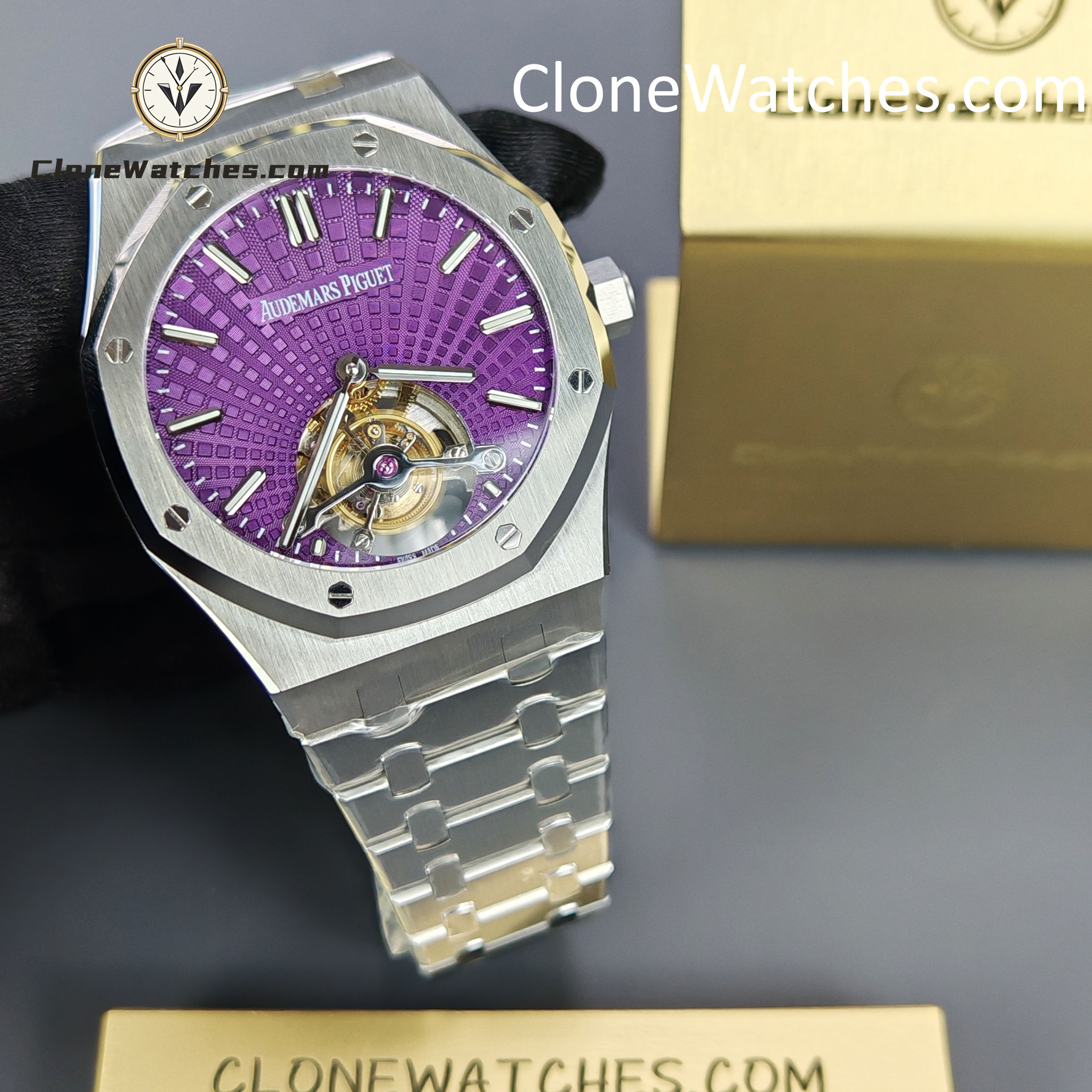 Audemars Piguet Super Clone Watches 1:1 Royal Oak 26522ST Purple Tourbillon Dial 41mm