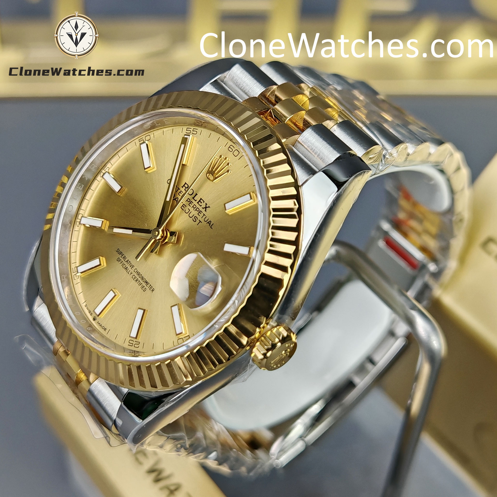 Rolex Super Clone Watches 1:1 DateJust Gold Dial 126333 – 0010 Jubilee 41MM 3235 Movement