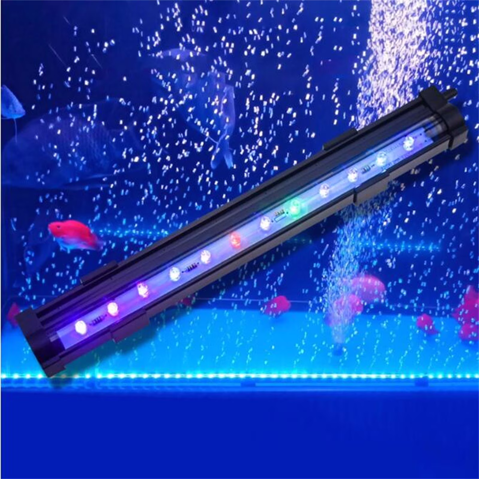 Loetky Remote Control Aquarium Bubble Light, Color Changing RGB LED Submersible Fish Tank Light with Suction Cups, 15cm IP68 Waterproof Decor