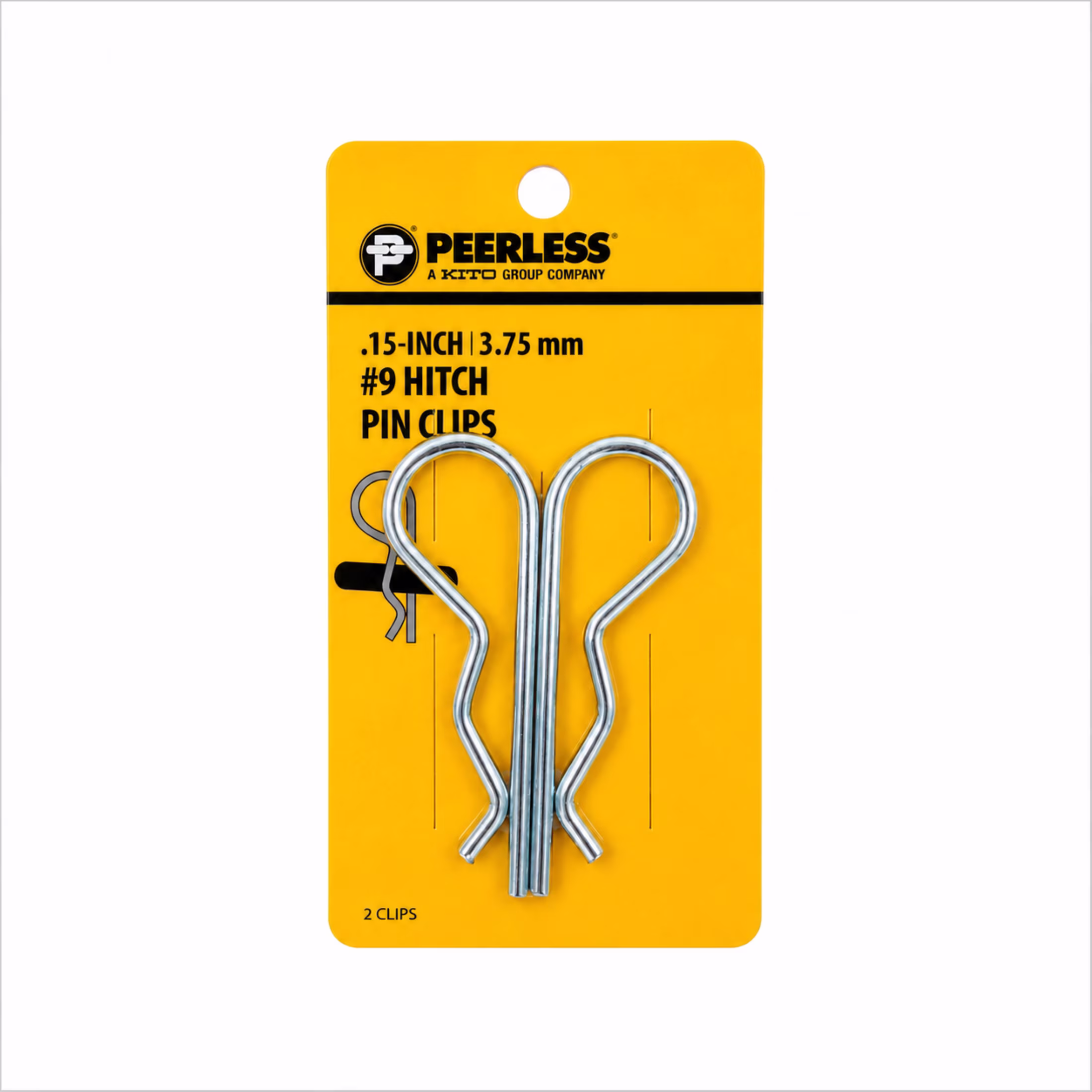 #9 Hitch Pin Clips, 2 Pack, Zinc, Steel, Peerless Chain Company, #4709038