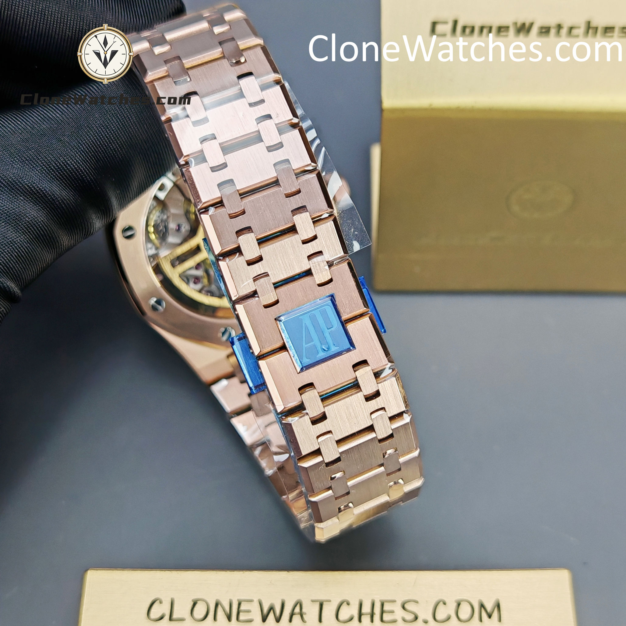 Audemars Piguet Super Clone Watches 1:1 Royal Oak Rose Gold 15500 Black Dial