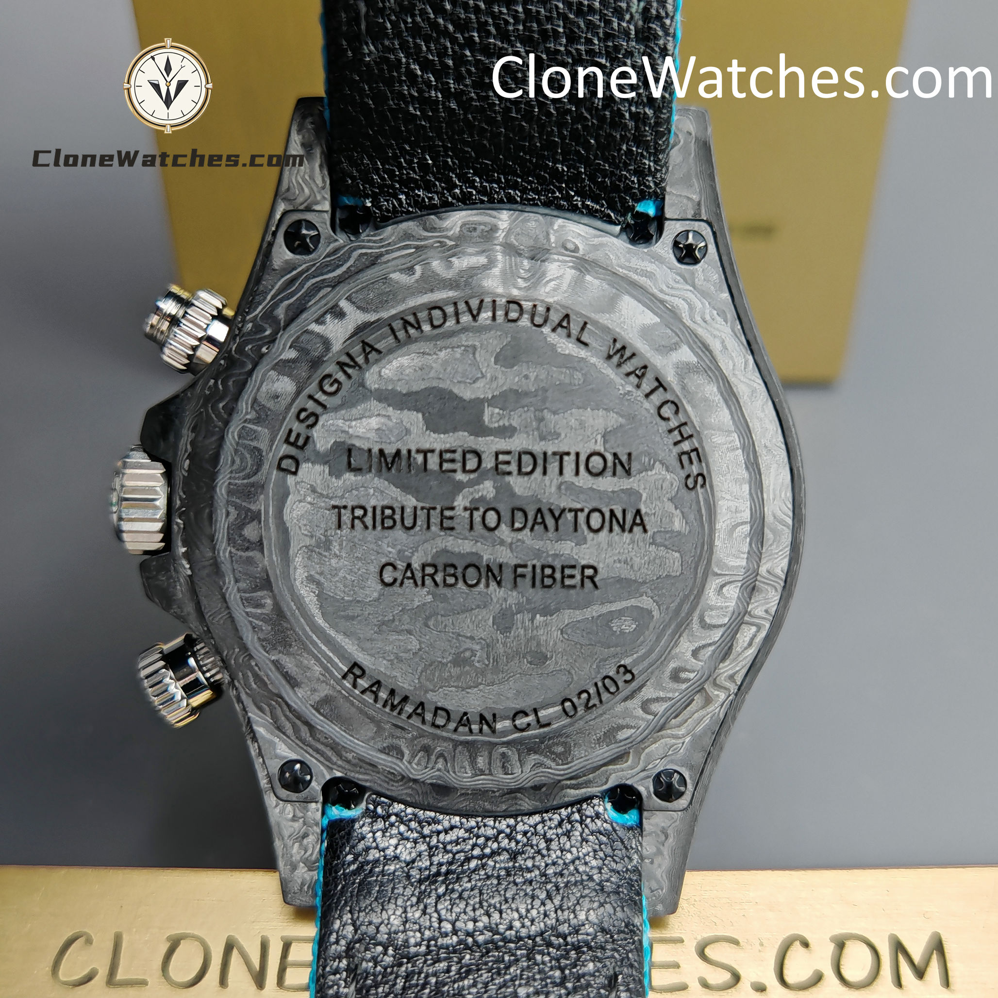 Modified Super Clone Watches 1:1 DIW Rolex Daytona Blue Dial 4130 Movement Blue Strap