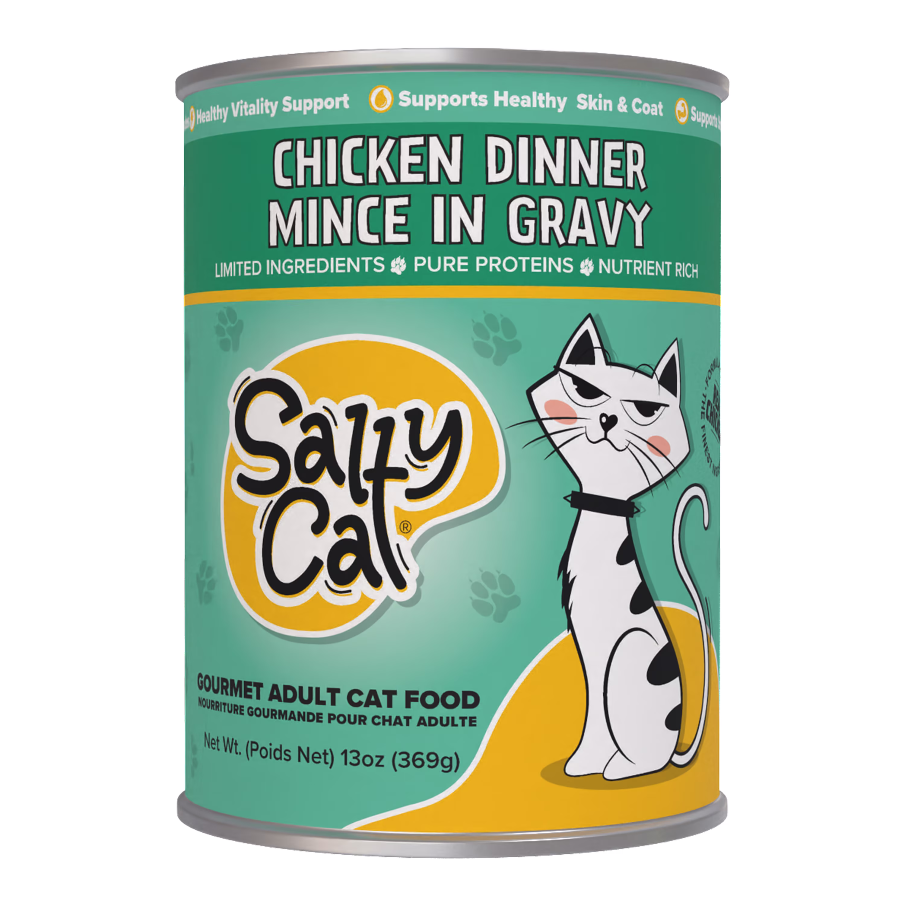 (6 pack) Salty Cat Chicken Dinner Mince in Gravy Wet Cat Food, 13 oz. Can