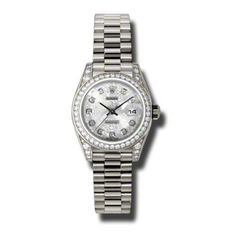 Rolex Lady-Datejust 26 Silver Dial 18K White Gold President Automatic Ladies Watch 179159SJDP（Lifetime free warranty+90-days replacement service & Refund!.）