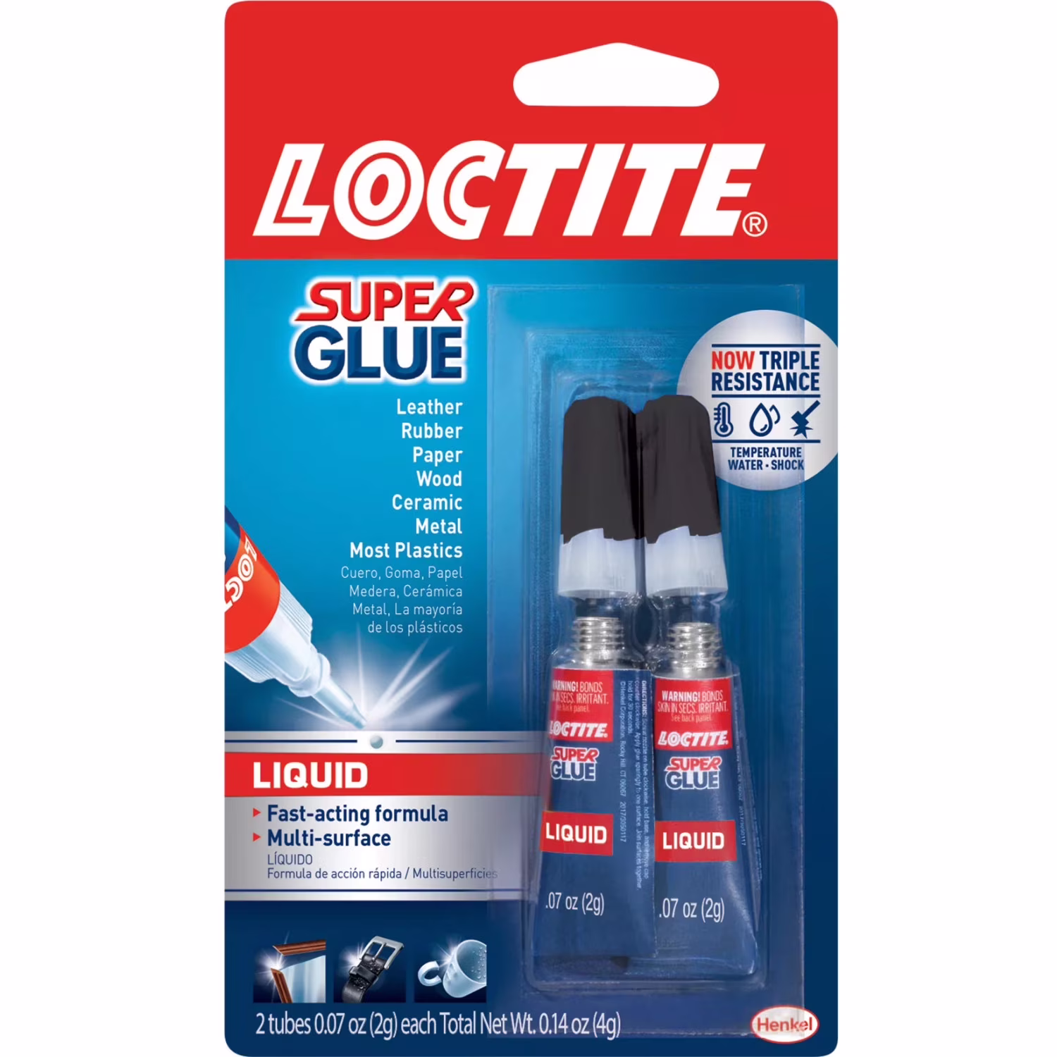 Loctite Super Glue Liquid Tube, 1 Pack of 2 Tubes, Clear 0.07 oz Tubes