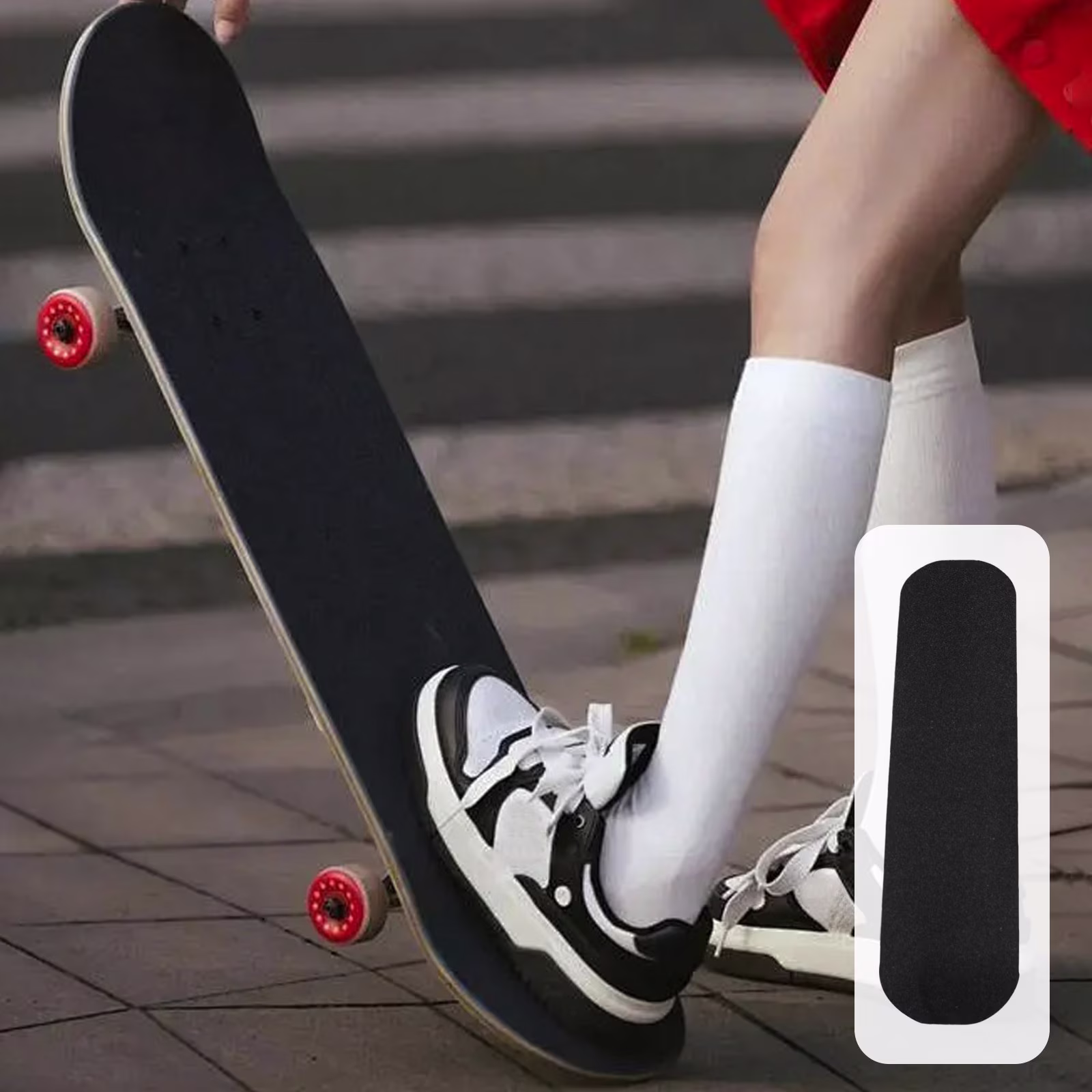 Luoshdecor Mob Skateboard Grip Tape Sheet Black,Anti Slip Sticker,No bubble application,32x8 in