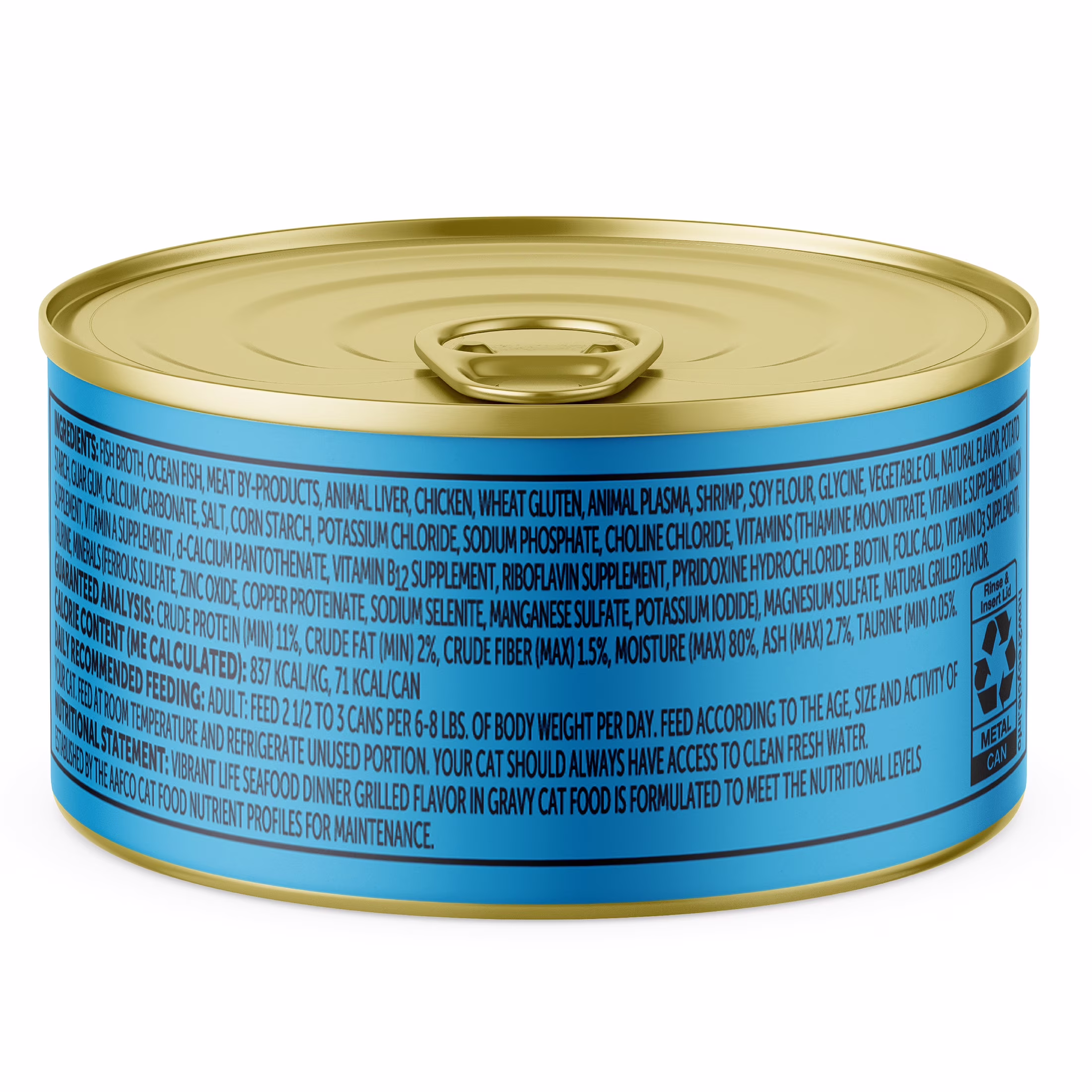 Vibrant Life Seafood Dinner Grilled Flavor in Gravy Wet Cat Food, 3 oz Can