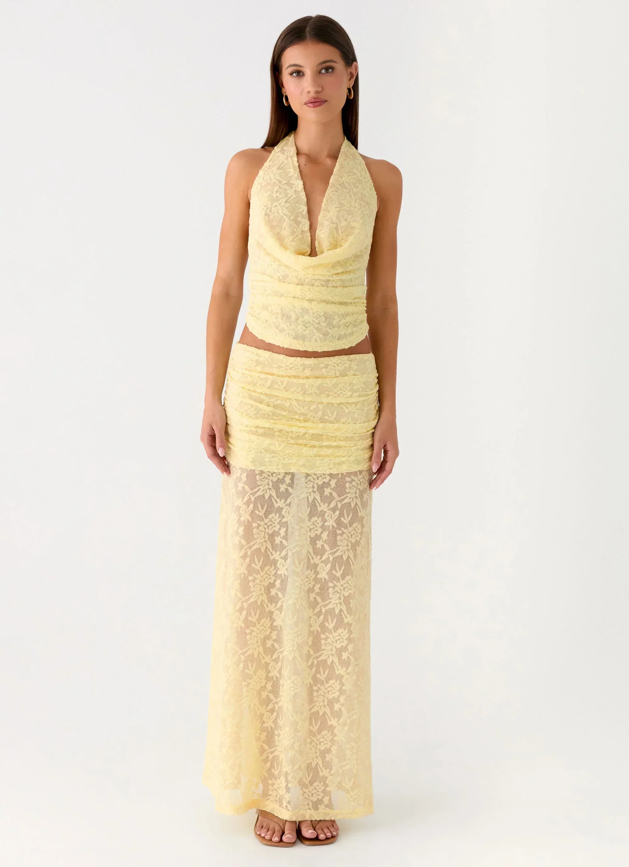Farruko Jacquard Halter Top - Butter