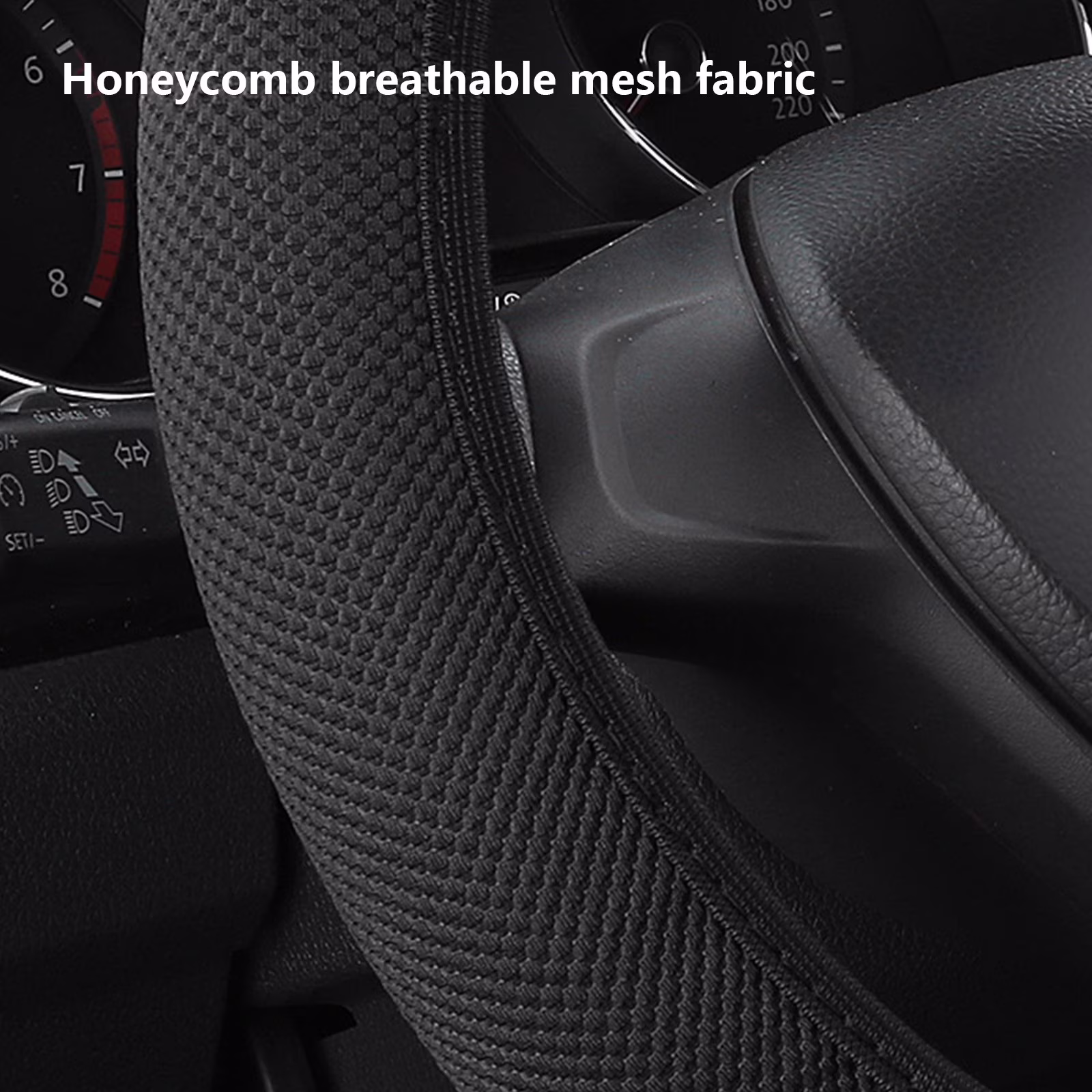 Daiosportswear Clearance Elastic Stretch Steering Wheel Cover,Warm In Winter and Cool In Summer, Universal 15 Inch, Microfiber Breathable Mesh Fabric, No-Slip, Odorless Black