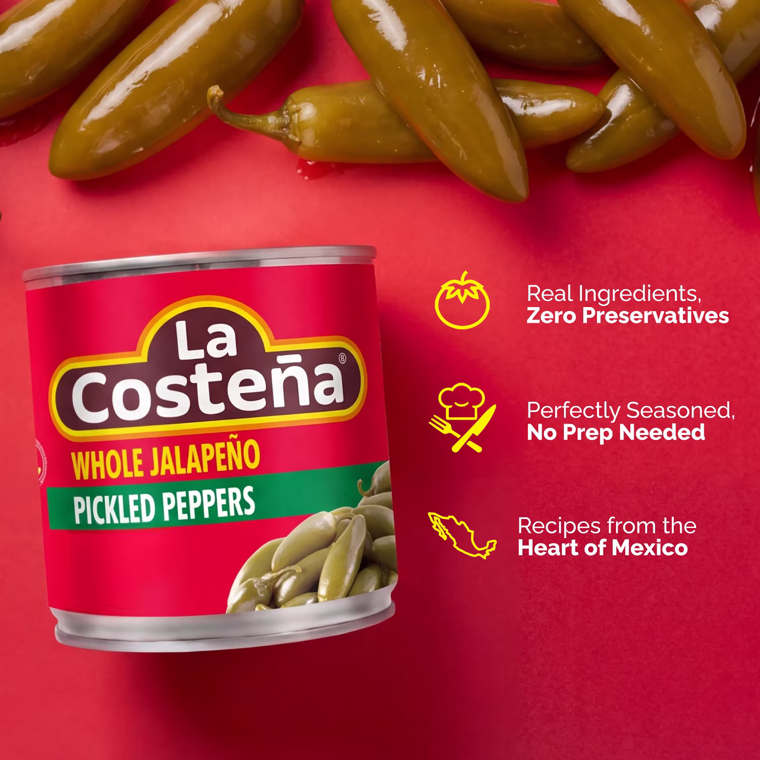 (12 pack) La Costeña Pickled Whole Jalapeno Peppers, 7 oz