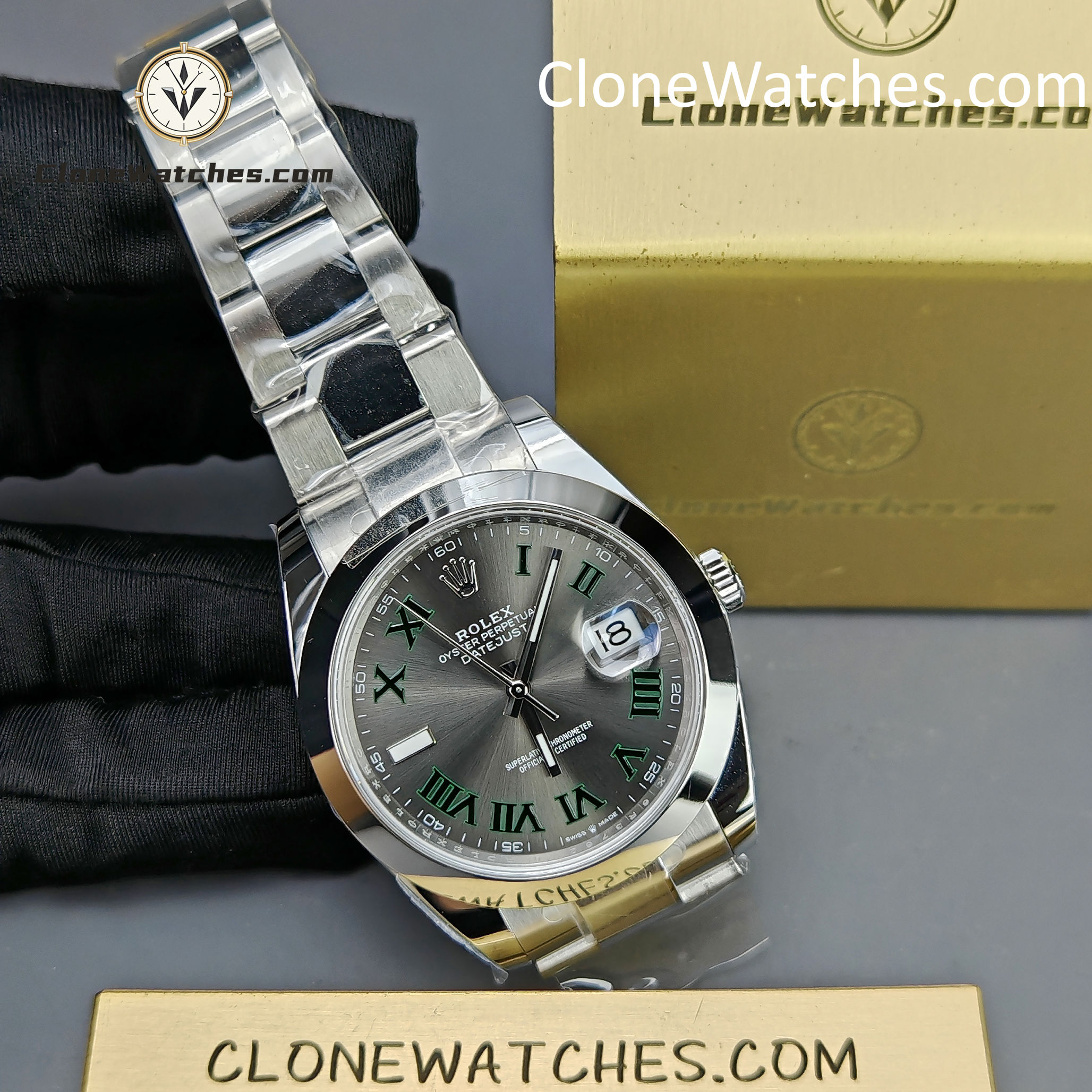 Rolex Super Clone Watches 1:1 DateJust Grey Roman Dial M126300 – 0013 Oyster 41MM 3235 Movement