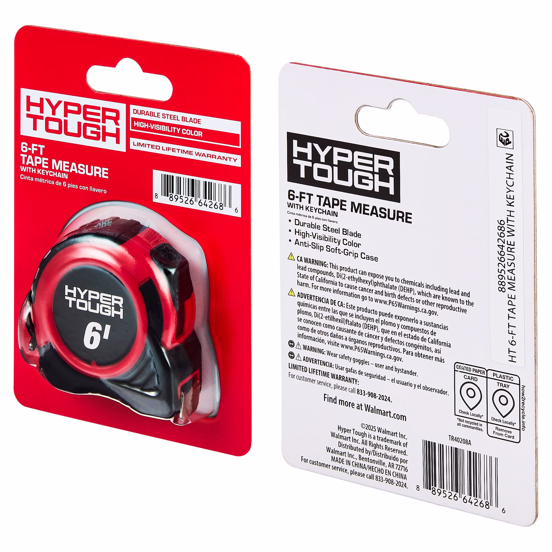 Hyper Tough 6-Foot Tape Measure with Keychain