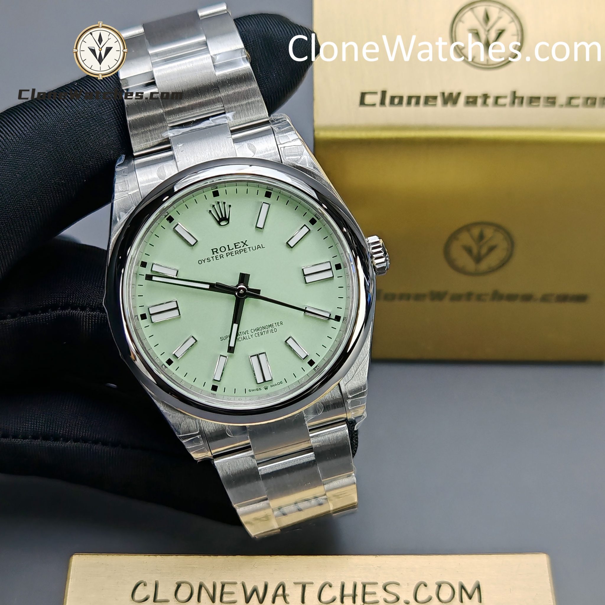 Rolex Super Clone Watches 1:1 Oyster Perpetual Olive Green Dial 41mm M134300-0006 3230 Movement