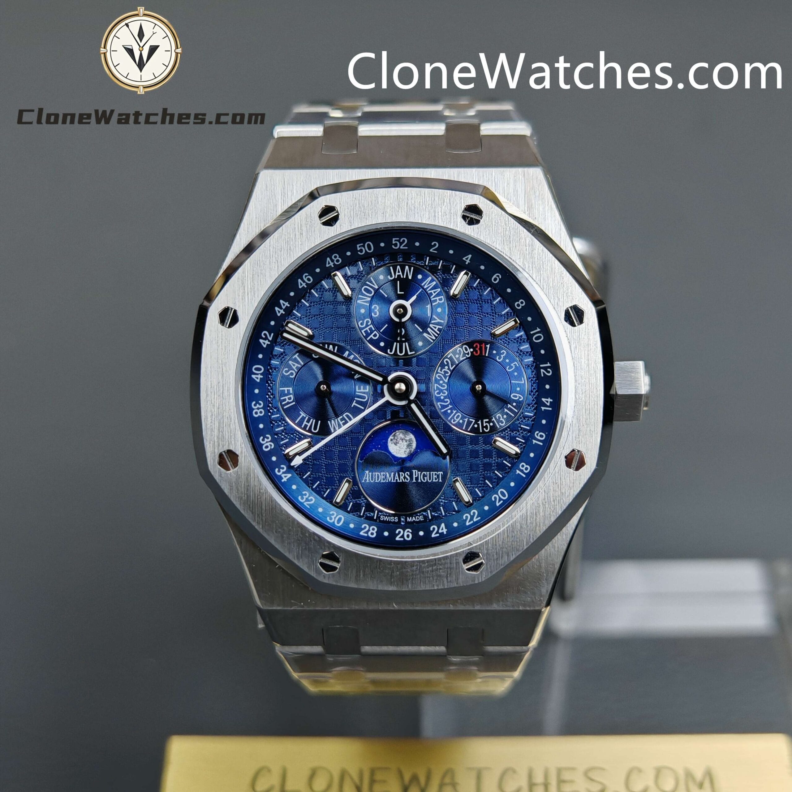 Audemars Piguet Super Clone Watches 1:1 Royal Oak Perpetual Calendar Blue Dial 26574ST 41MM