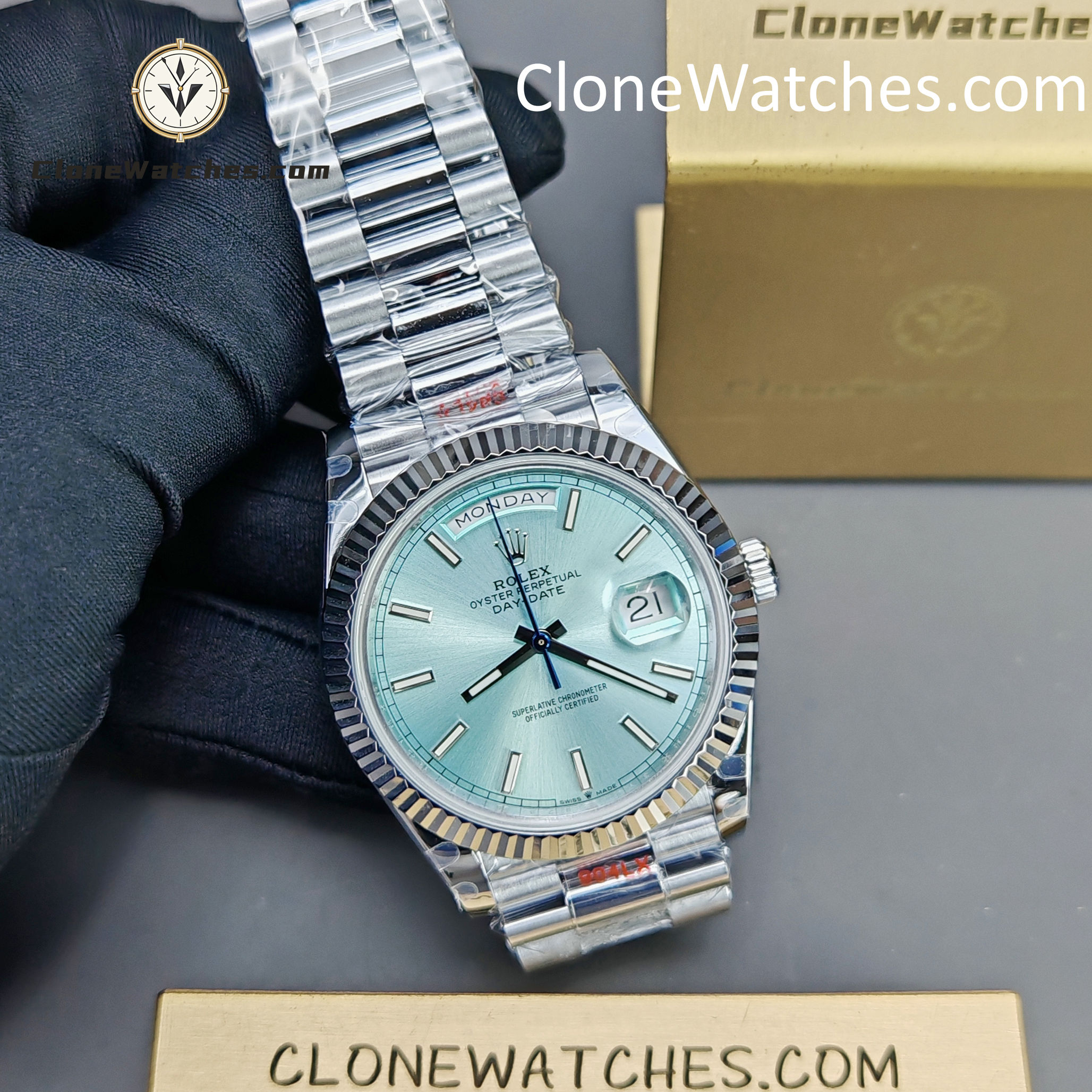 Rolex Super Clone Watches 1:1 Day Date Ice Blue Dial 40mm M228236-0018 3255 Movement