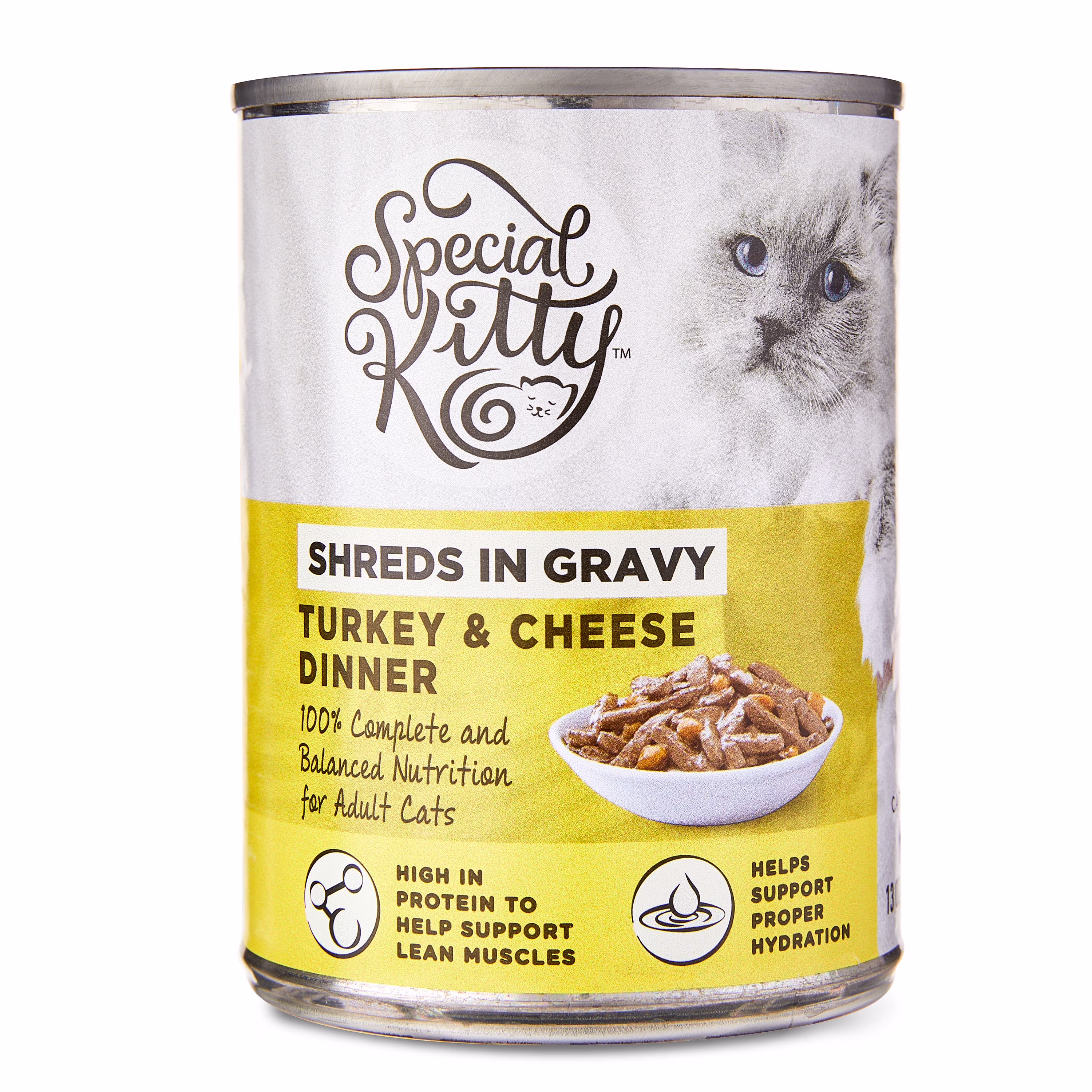 Special Kitty Turkey & Cheese Dinner Shreds in Gravy Wet Cat Food, 13 oz Can