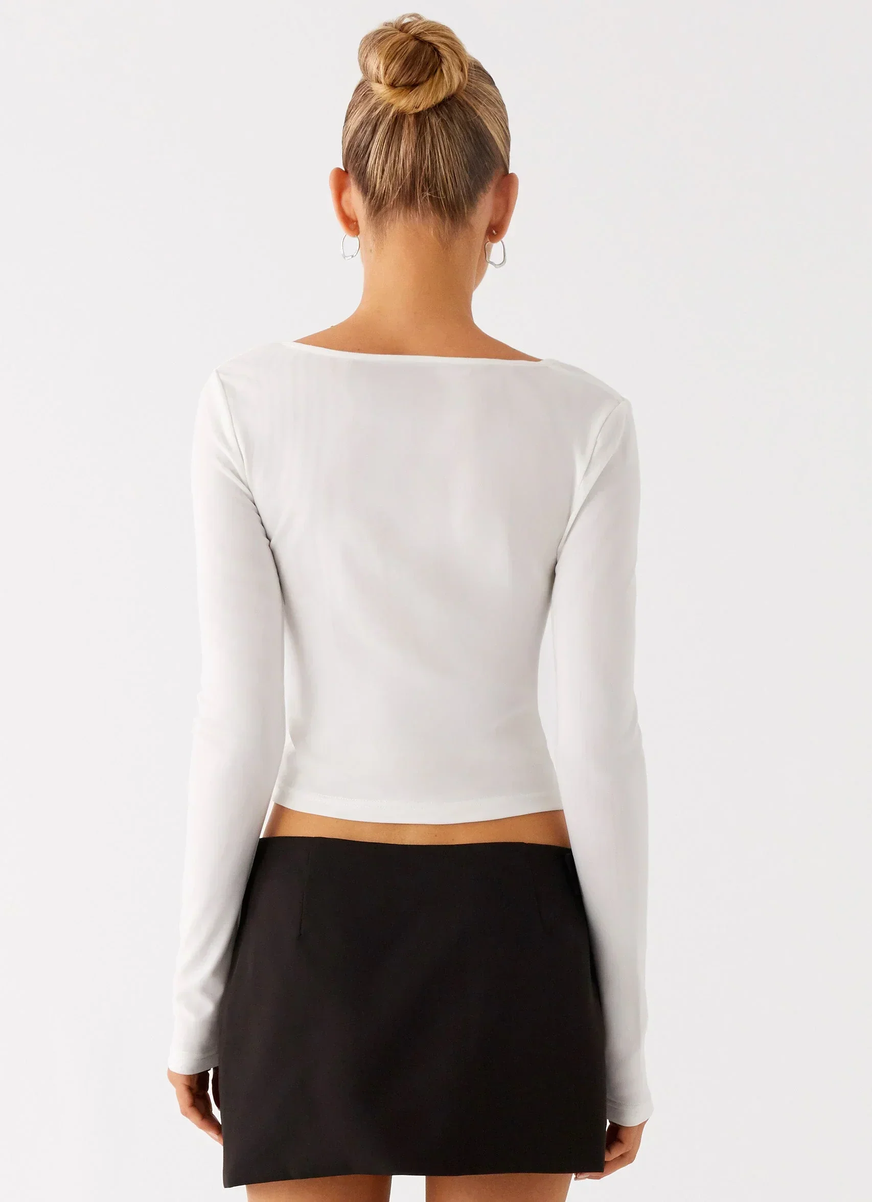 Fifth Ave Mesh Long Sleeve Top - Off White