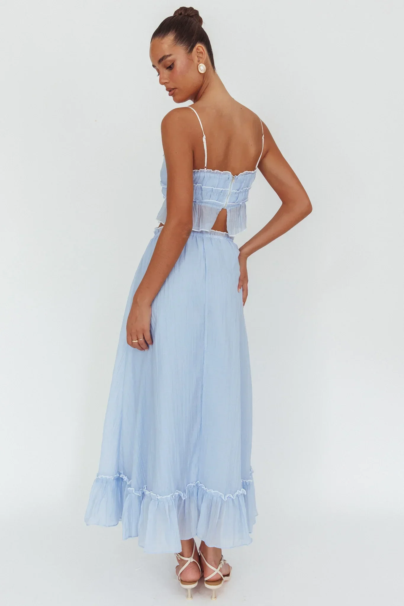 Maidens Tie Detail Overlock Maxi Skirt Cloud Blue