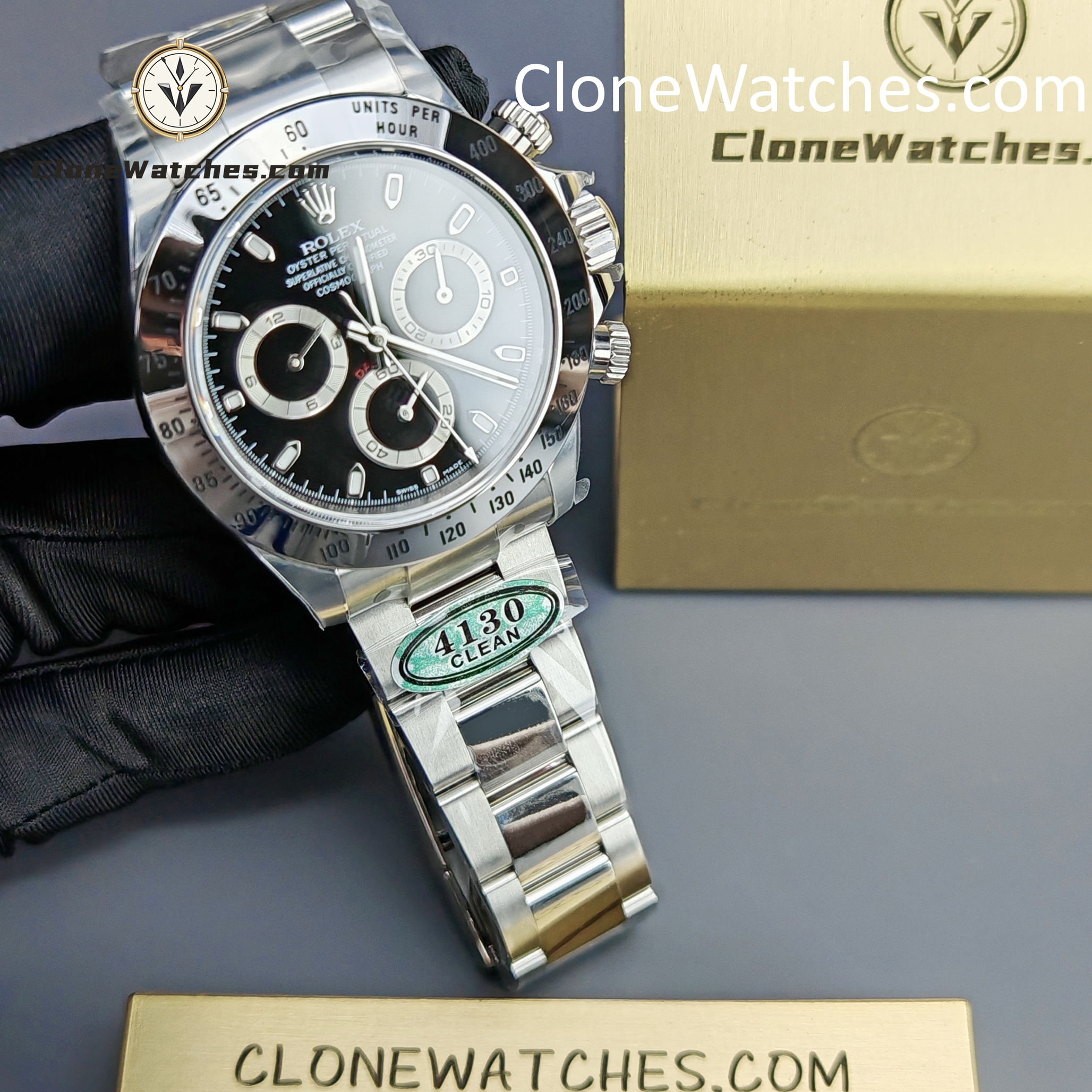 Rolex Super Clone Watches 1:1 Daytona Black Dial M116520-78590 4130 Movement