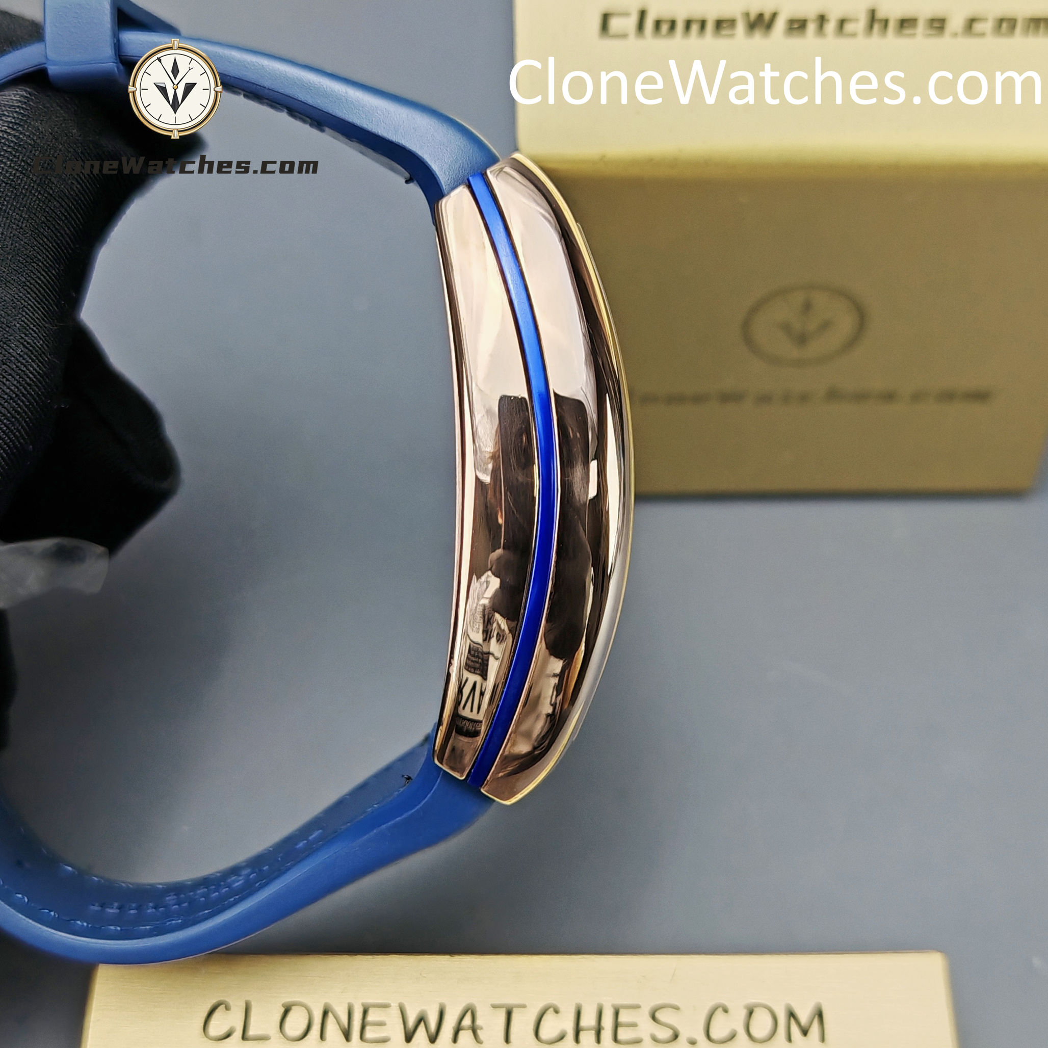 Franck Muller Super Clone Watches 1:1 V45 SC DT YACHTING 5N Rose Gold Blue Dial