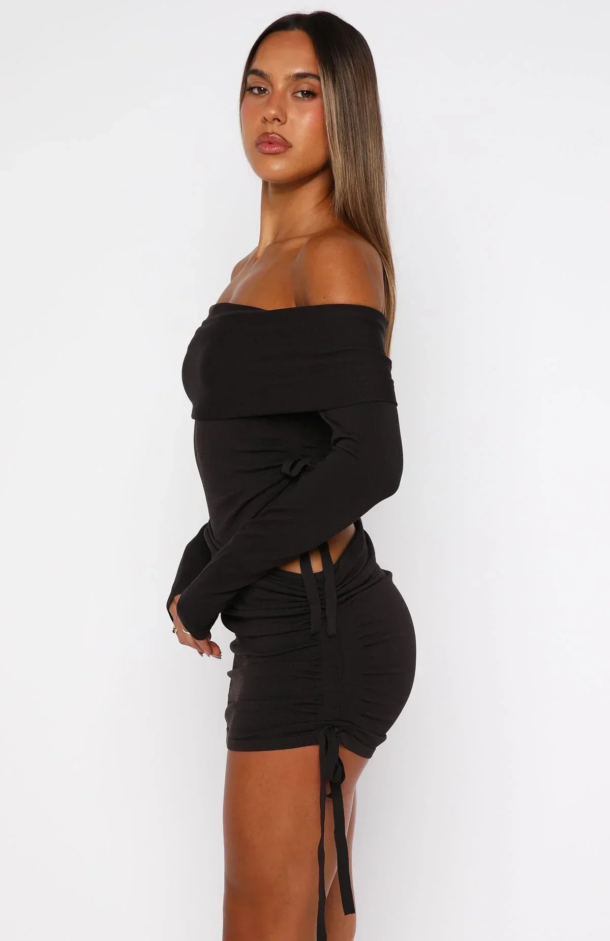 Sweet Sting Long Sleeve Mini Dress Chocolate