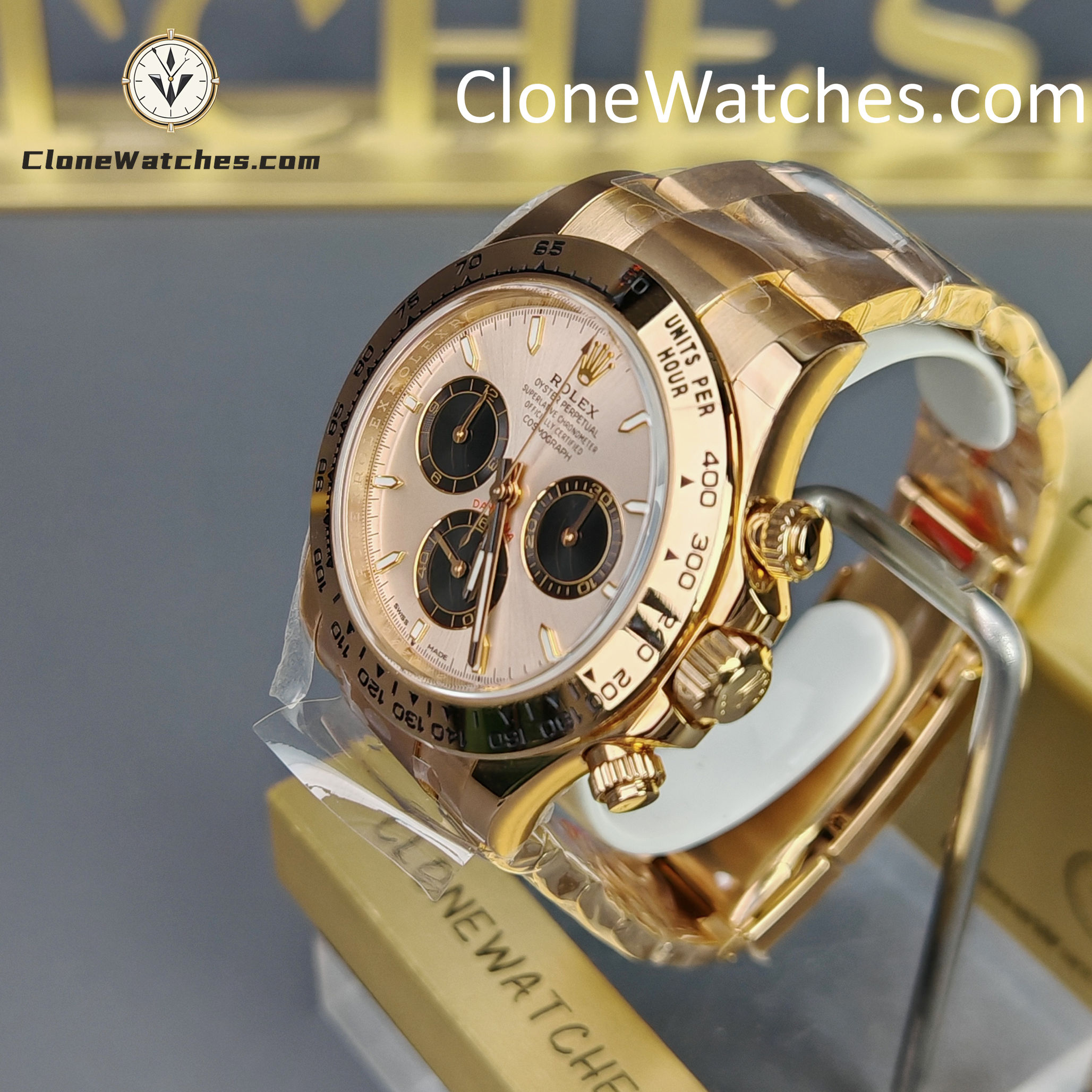 Rolex Super Clone Watches 1:1 Daytona Sundust Dial Rose Gold 126505-0003 4131 Movement