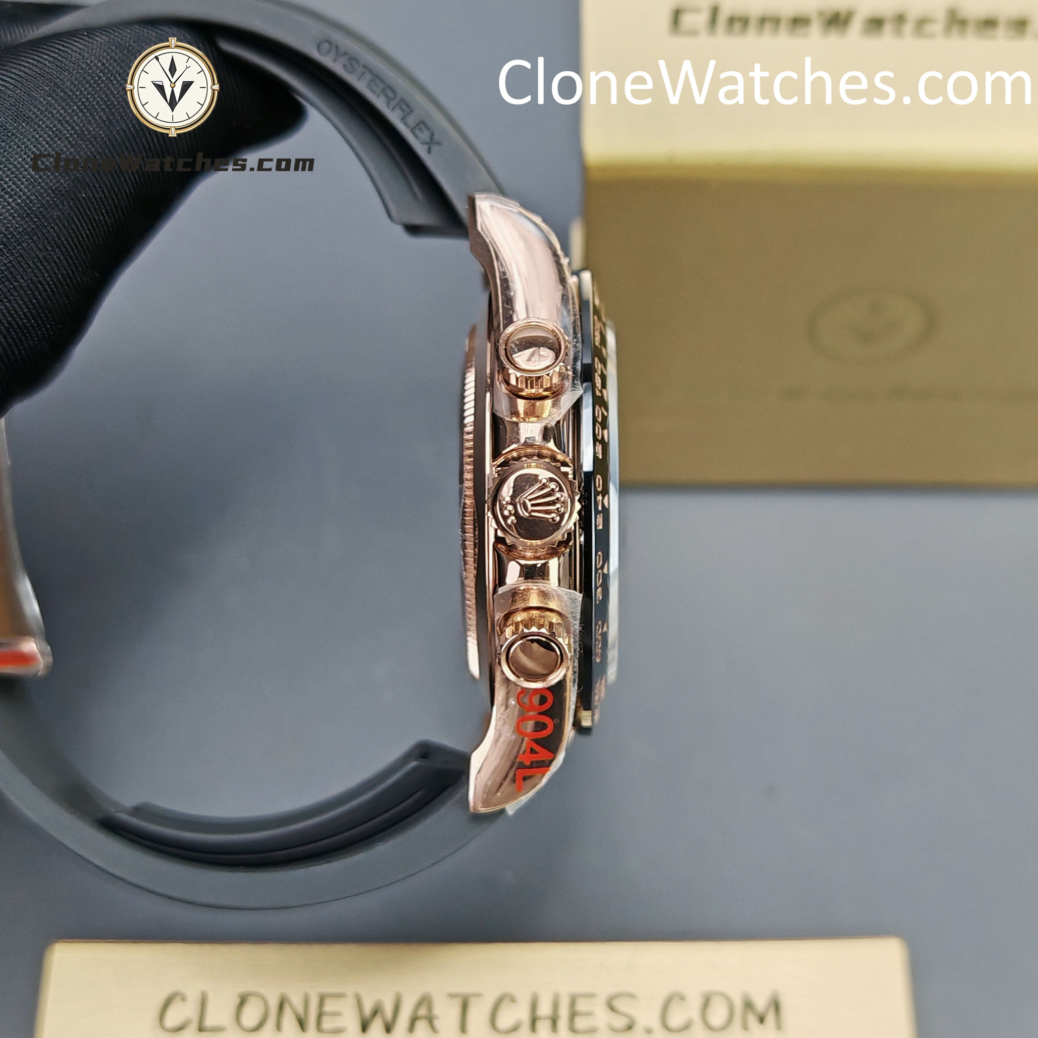Rolex Super Clone Watches 1:1 Daytona 18K Rose Gold Black Dial M116515LN-0012 4130 Movement