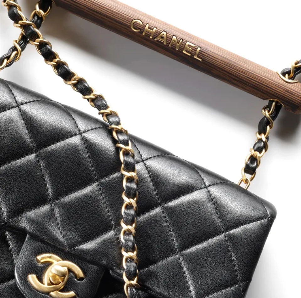 Chanel 23A Bag Sheepskin wooden handle