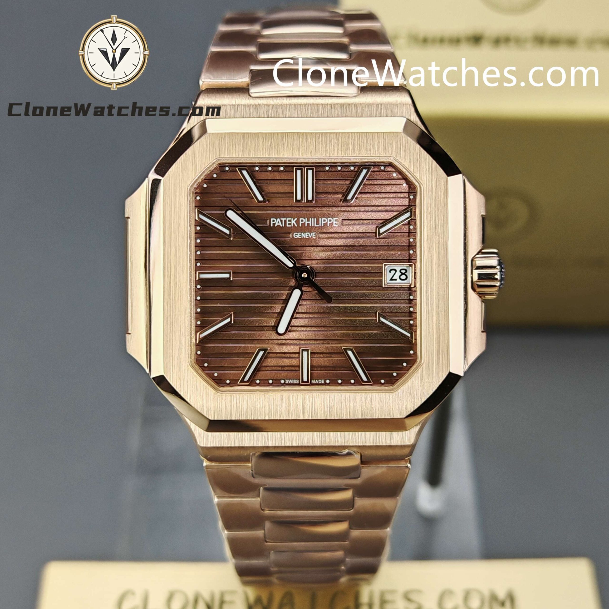 Patek Philippe Super Clone Watches 1:1 CUBITUS Rose Gold 7128/1R-001 Brown Dial