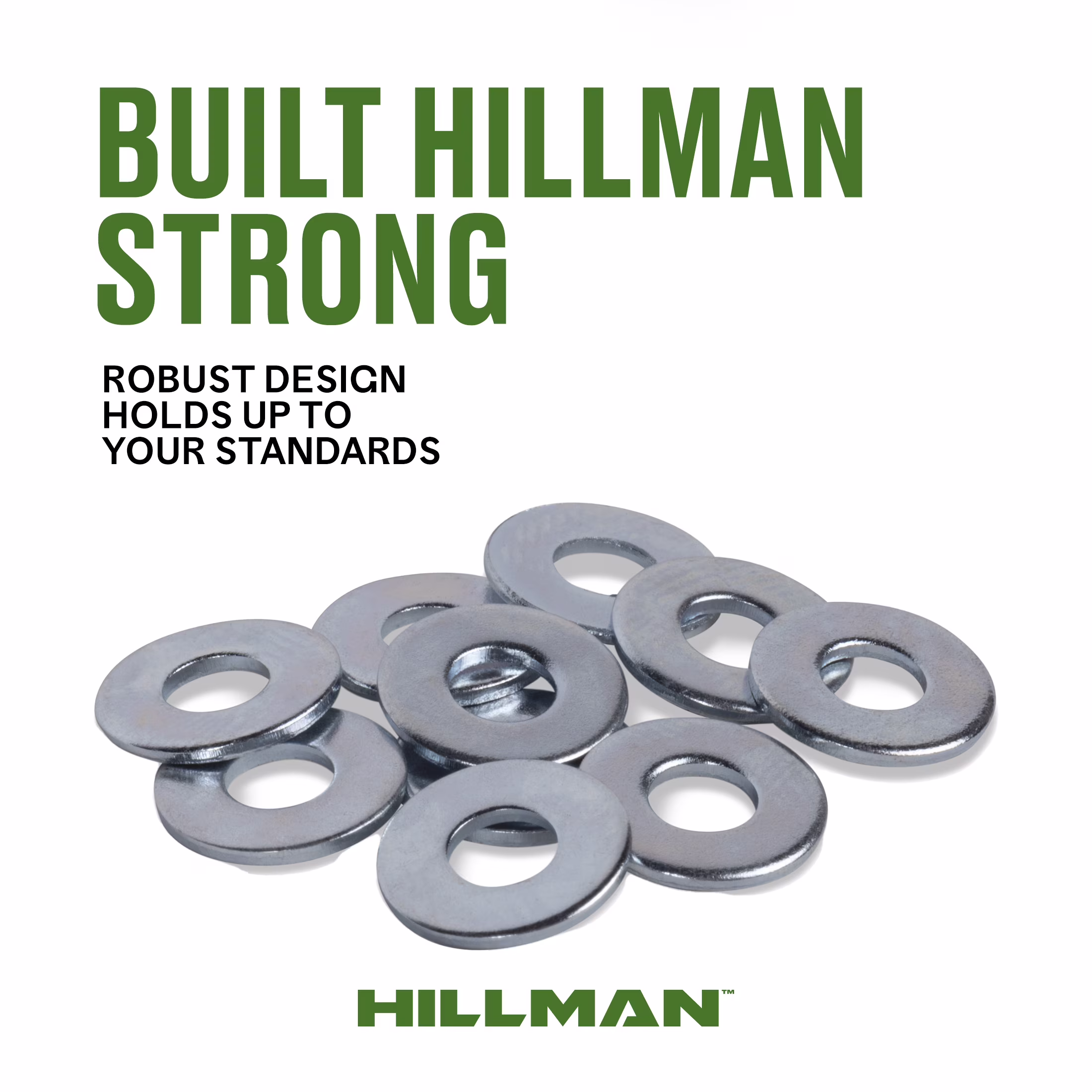 Hillman Flat Washers, #8, Steel, Zinc Finish, USS Washers, Silver, 45 pack
