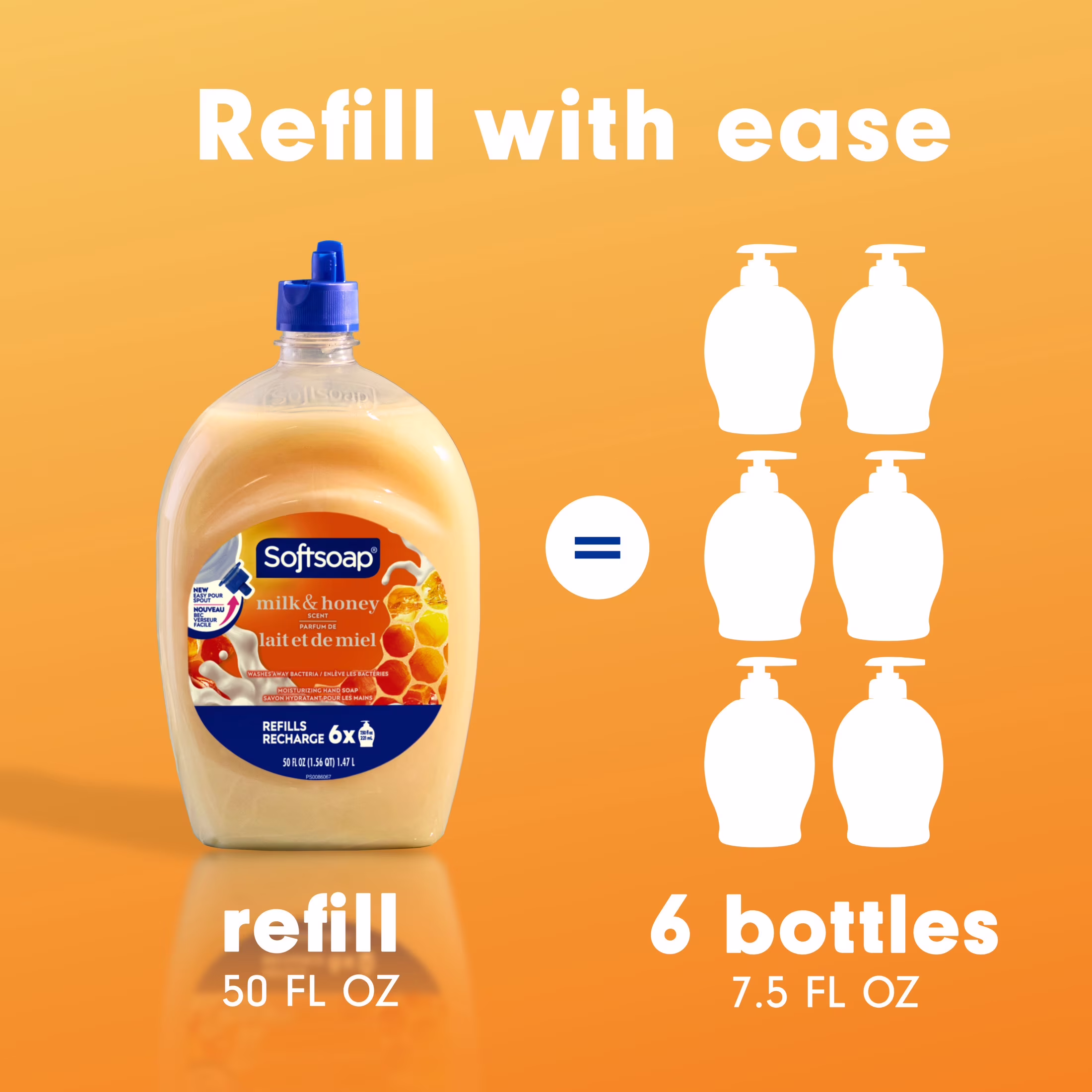 Softsoap Moisturizing Liquid Hand Soap with New Easy Pour Spout, Milk & Honey Scent, 50 fl oz Refill