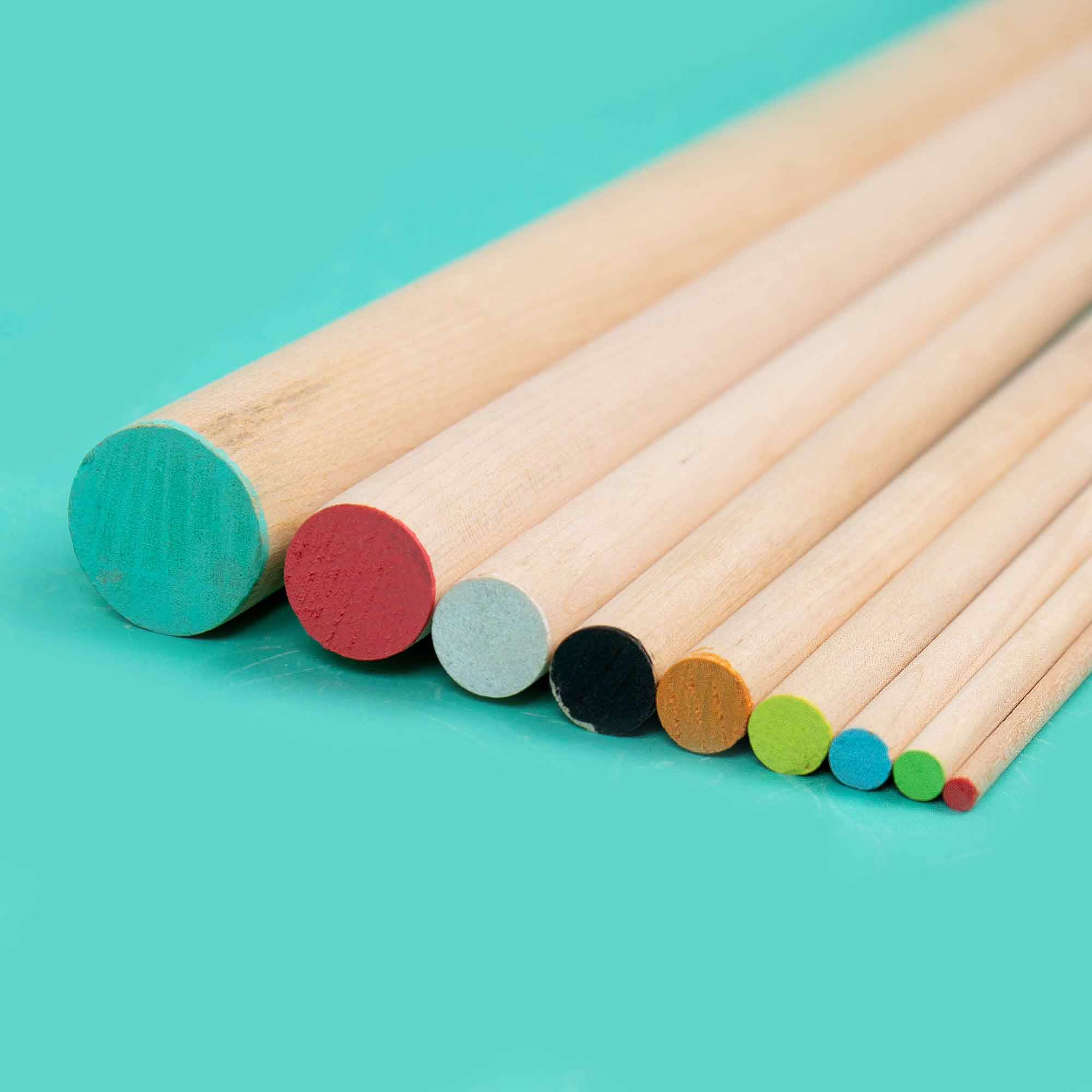 Hello Hobby Wood Dowel, 36” Long, 1/2-inch Diameter, White Ends